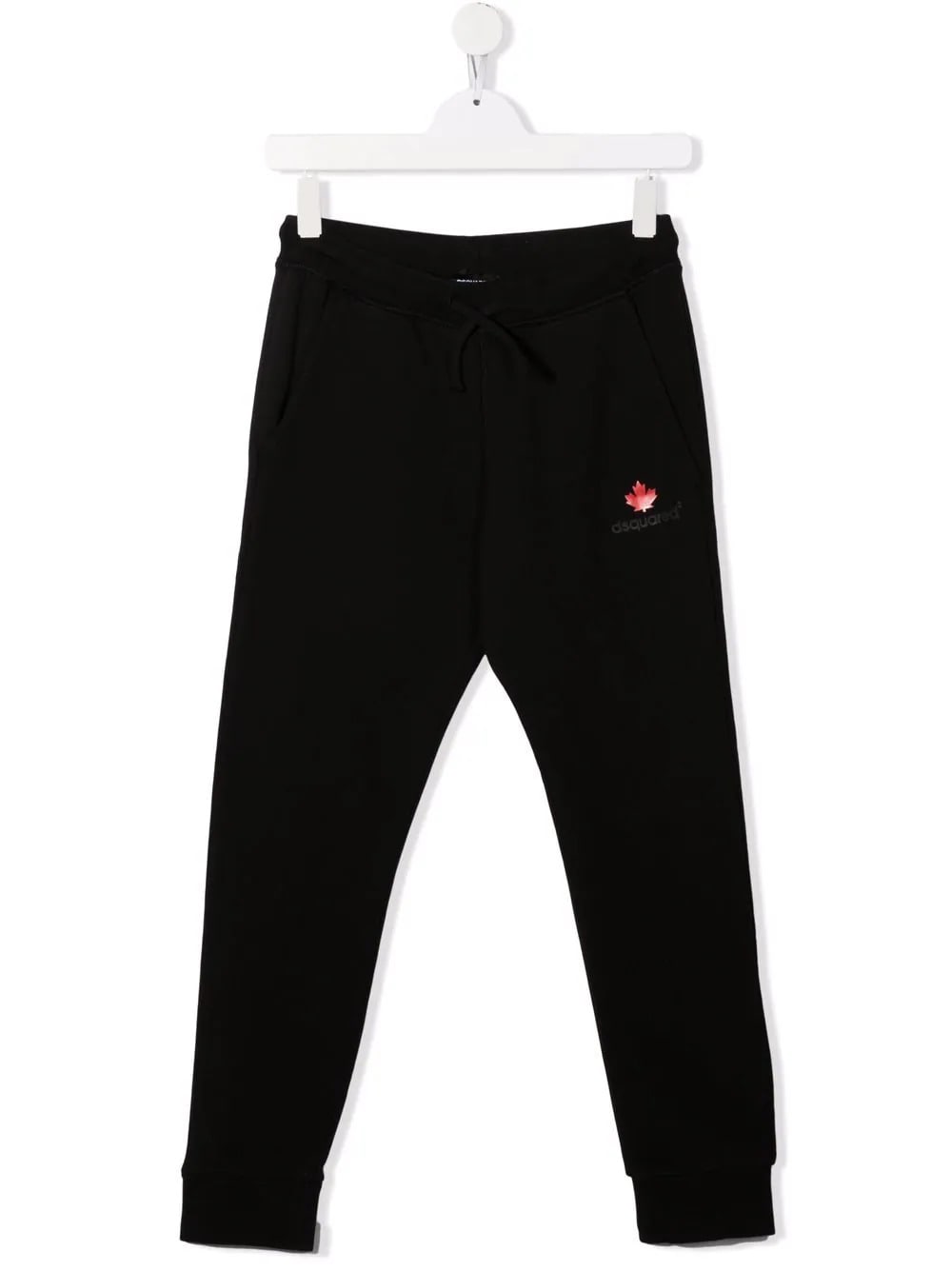 Dsquared2 Kids Black Joggers With Logo And Maple Leaf