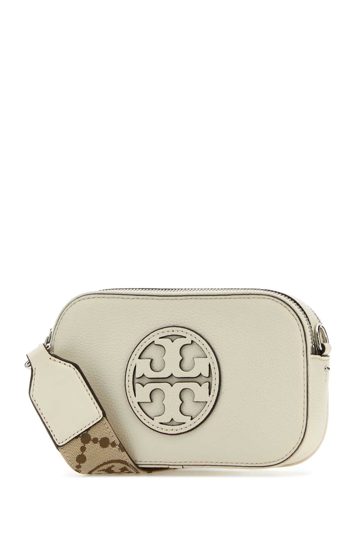 Shop Tory Burch Ivory Leather Mini Miller Crossbody Bag In Newivory