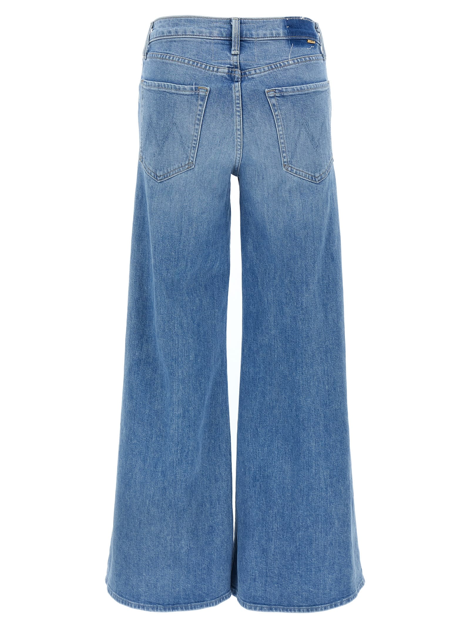 Mother The Twister Sneak Frayed Hems Flared Wide Leg Jeans In Light Blue