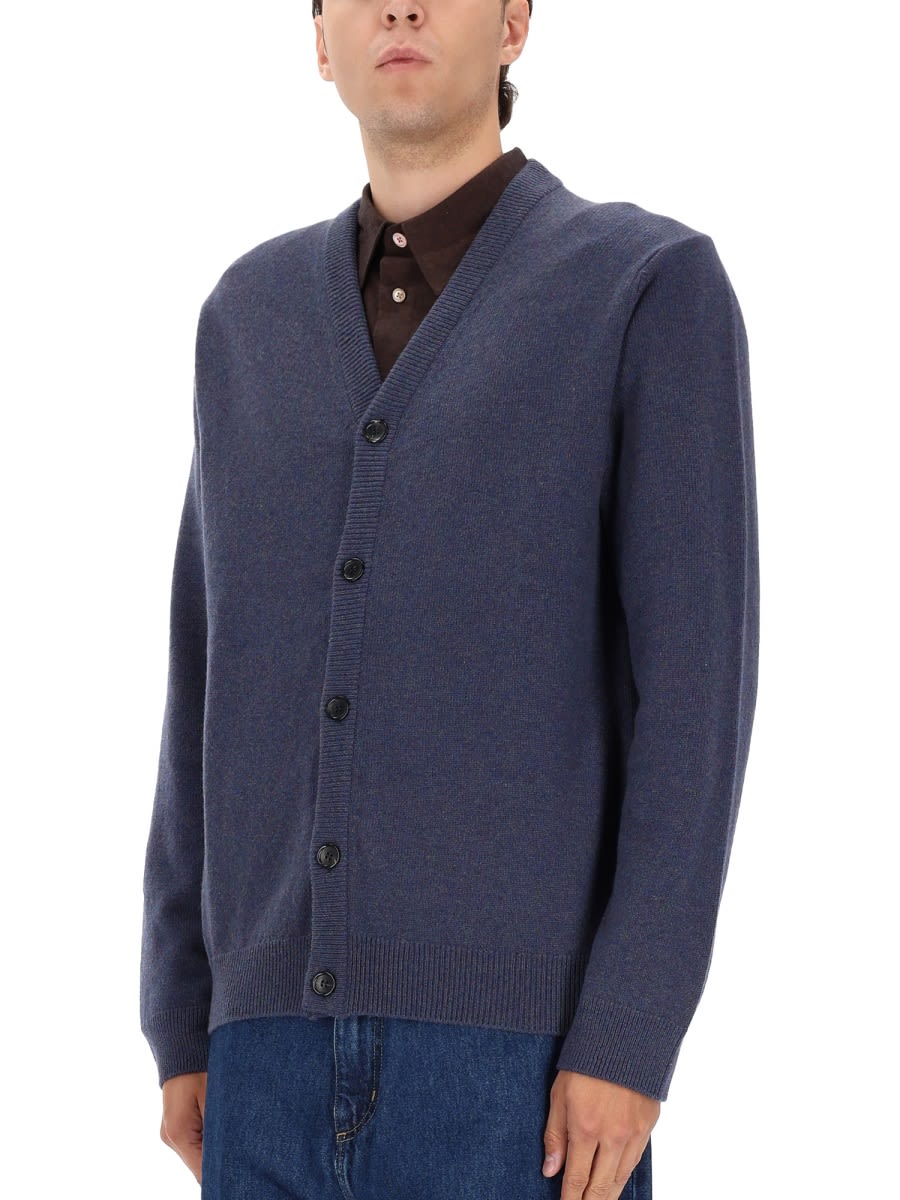 Ps By Paul Smith Classic Button-up Cardigan Sweater In Muted Blue In Blue