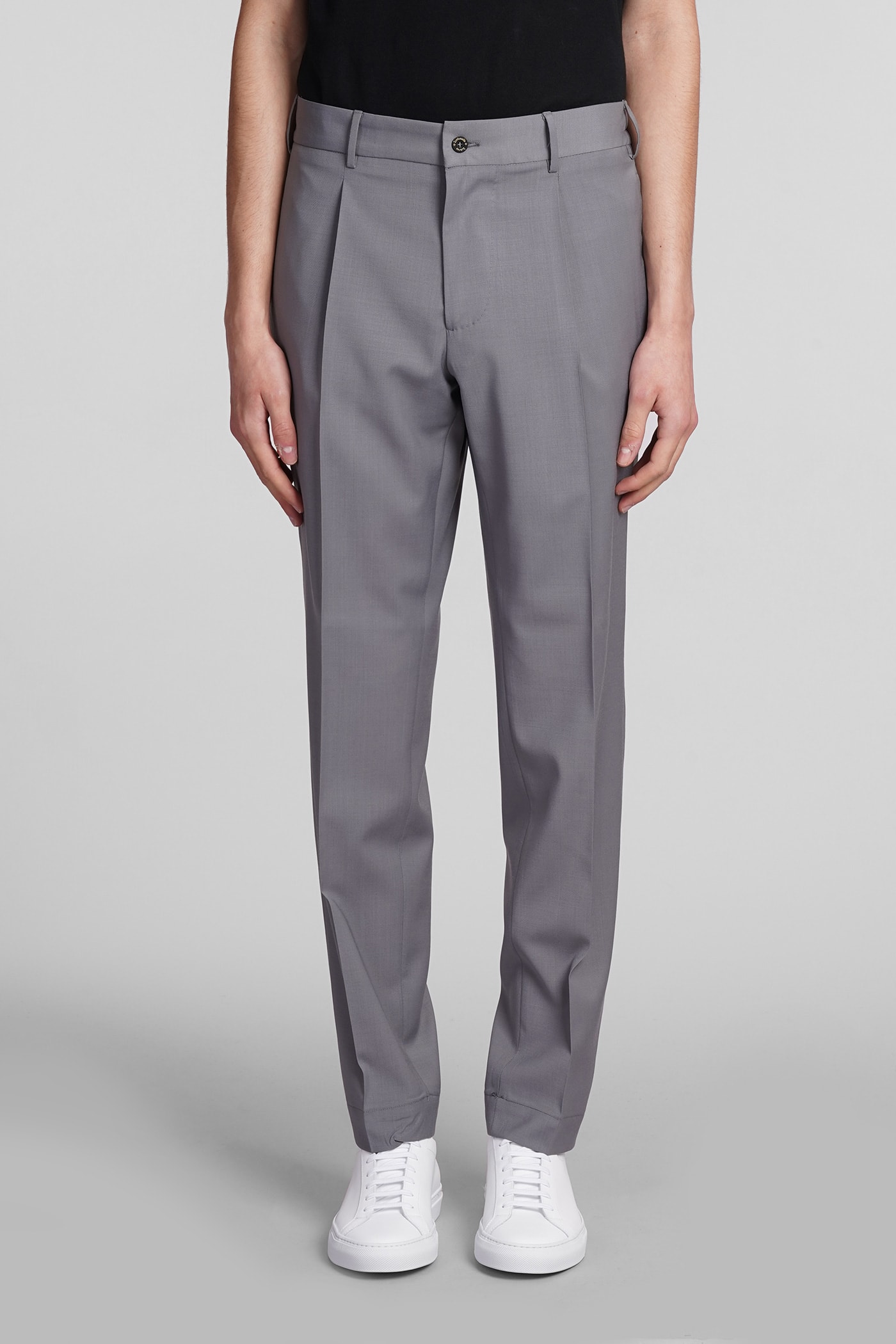 Shop Santaniello Pants In Grey Polyester