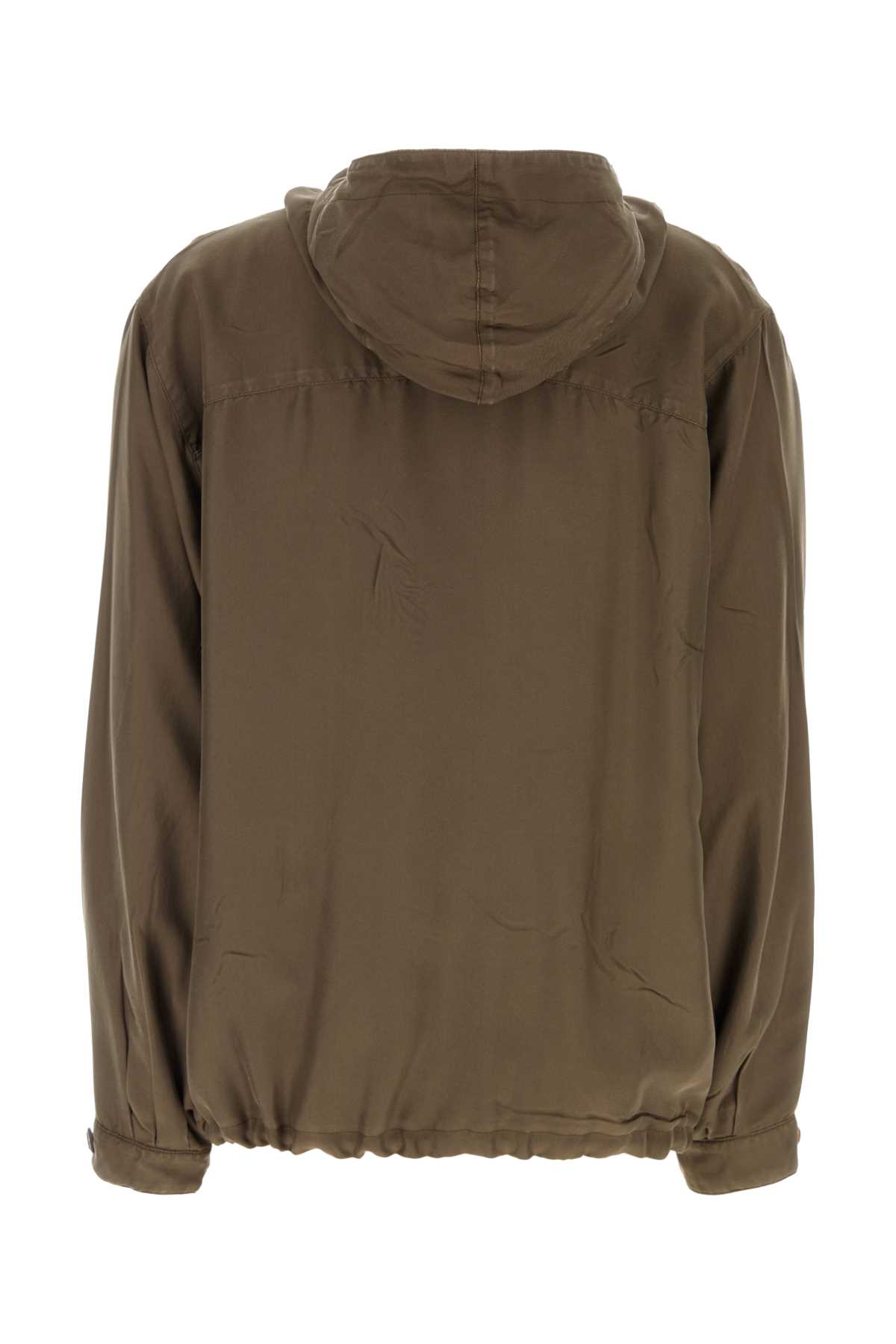 Shop Prada Brown Twill Jacket In Mimetico