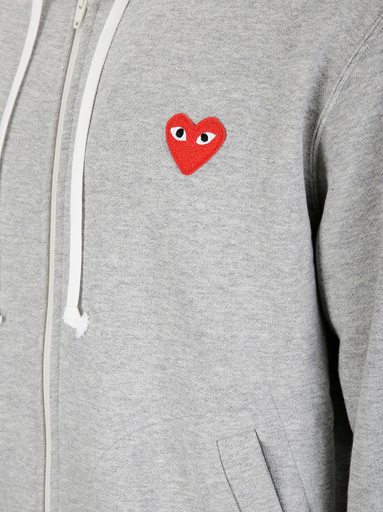 Shop Comme Des Garçons Play Sweatshirt Red Emblem In Gray