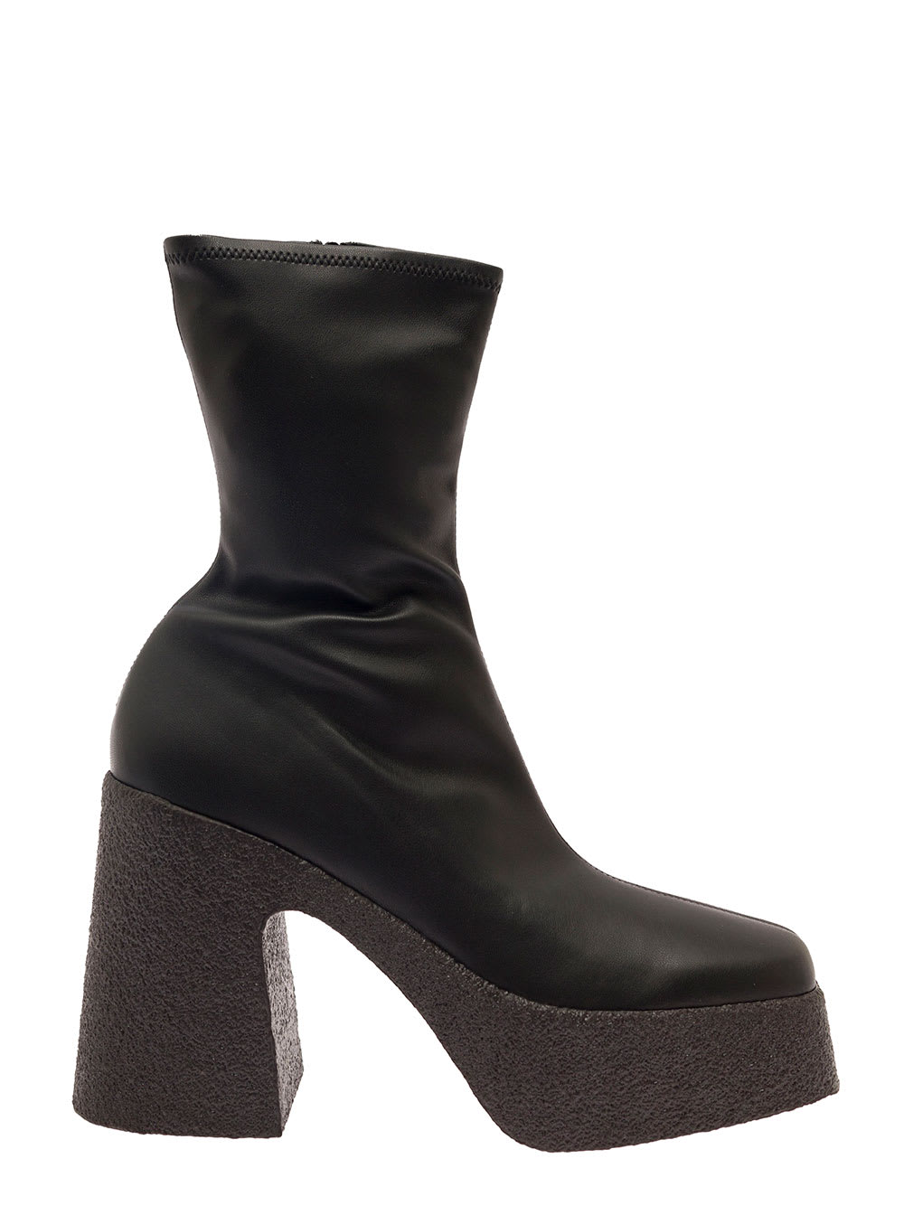 Stella Mccartney Skyla Sole Platform Black Boots With Oversize Sole In Faux Leather Woman