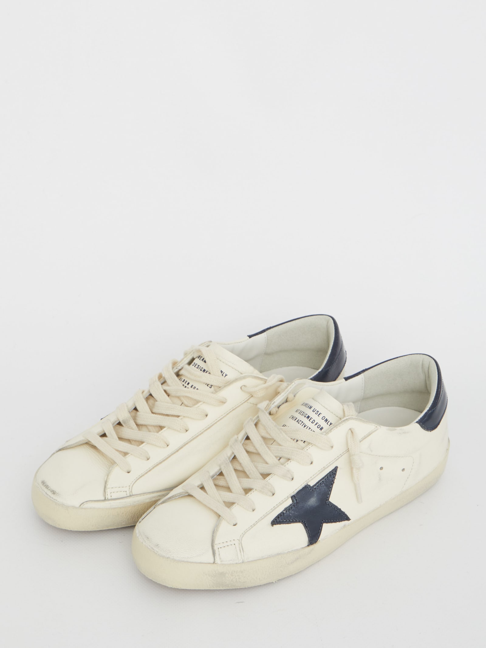 Shop Golden Goose Super-star Sneakers In Beige/night Blue