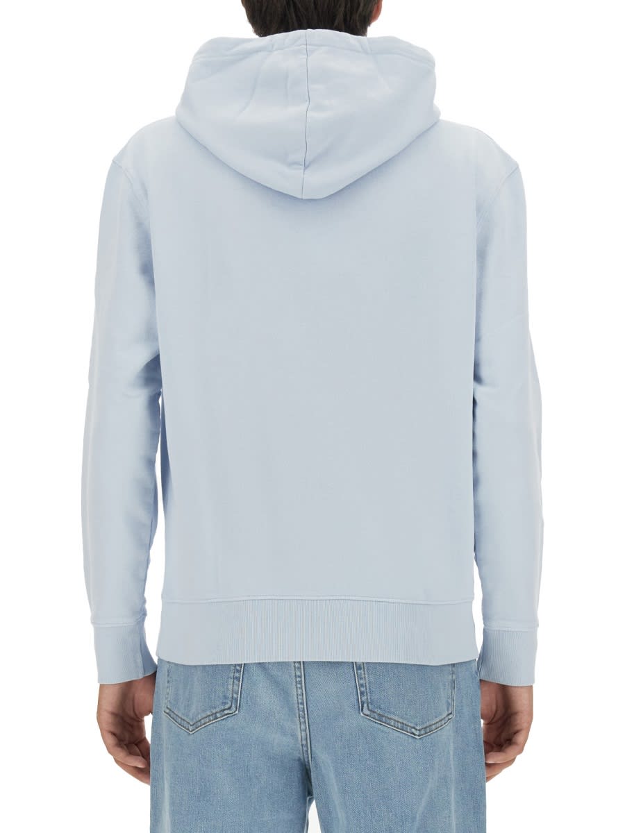 Shop Maison Kitsuné Sweatshirt With Logo Patch In Azure