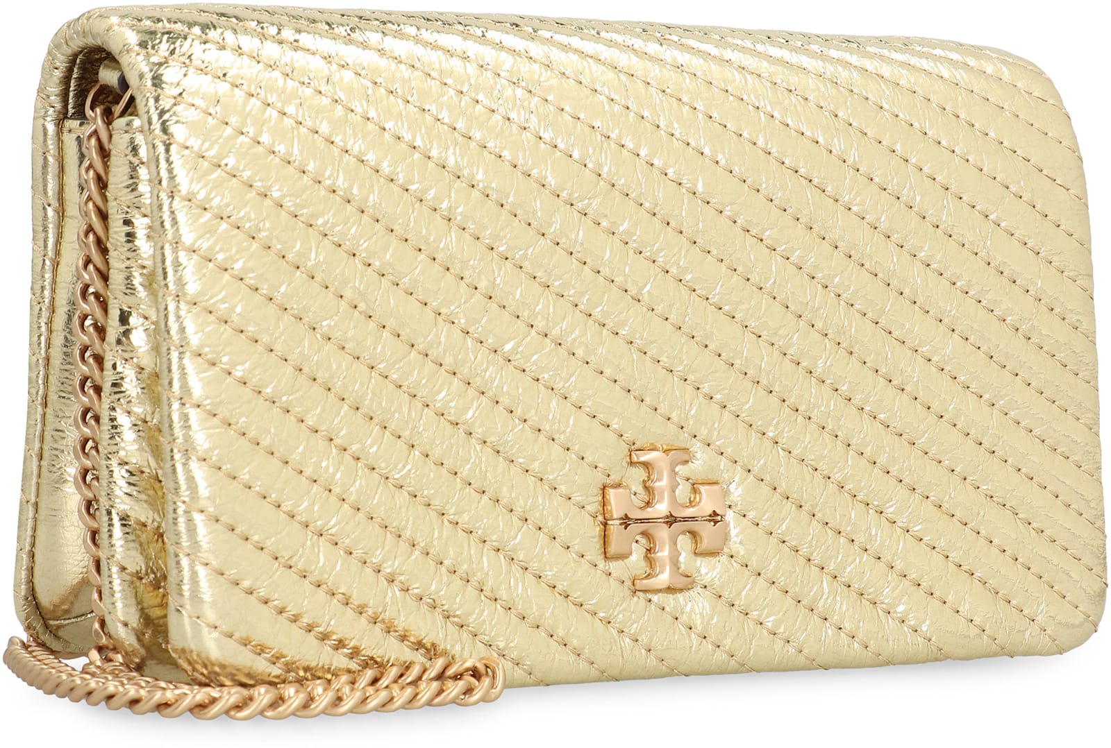 Tory Burch Kira Leather Wallet On Chain In Gold