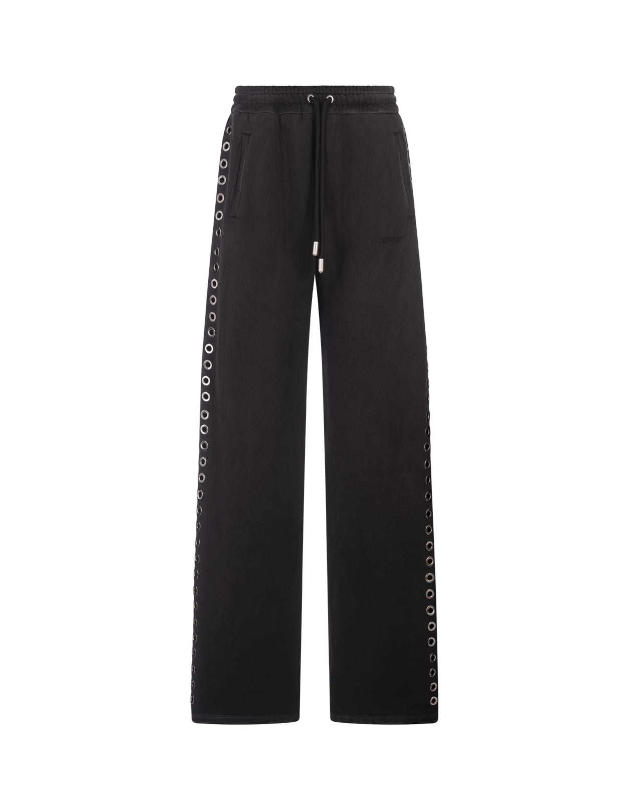 Shop Off-white Black Sports Trousers With Decorative Eyelets