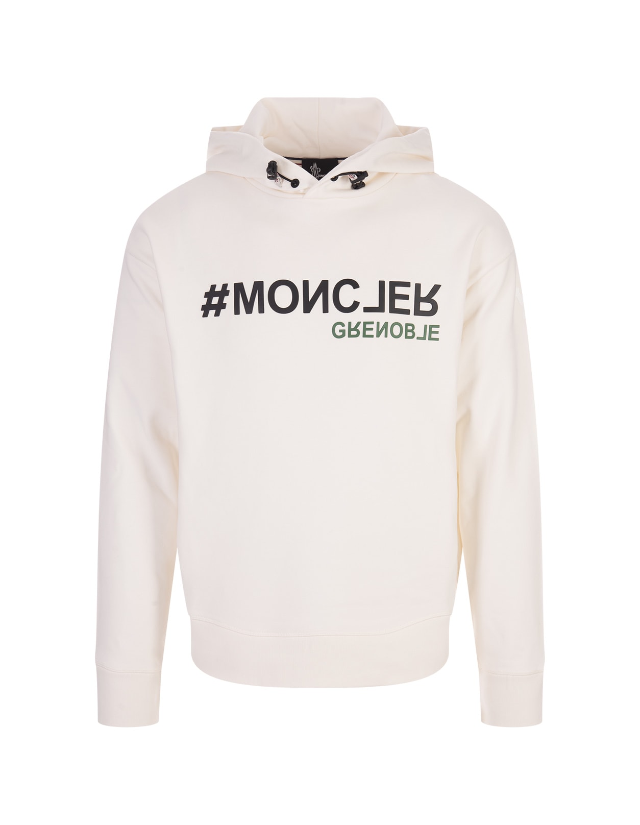 MONCLER LOGOED HOODIE IN WHITE