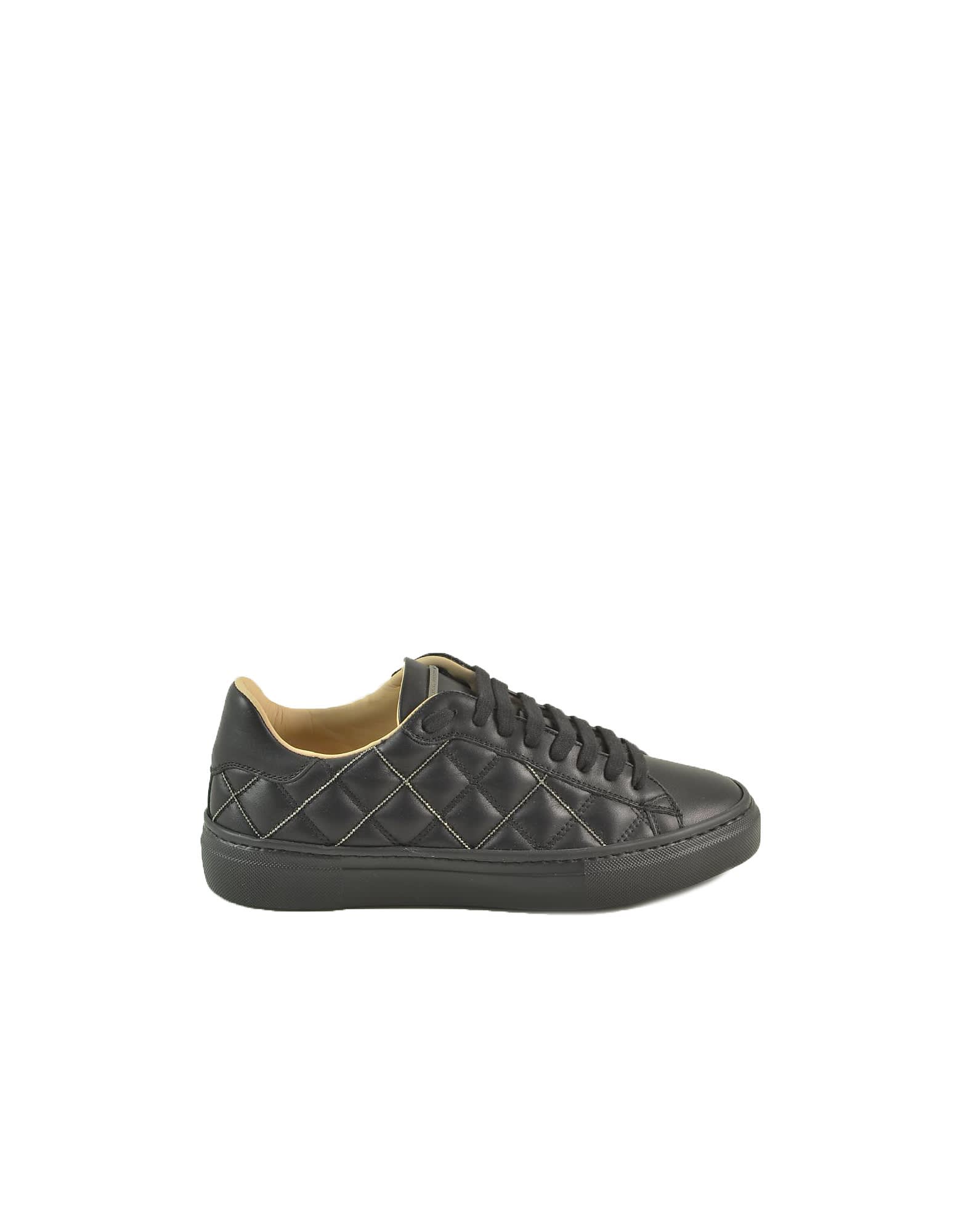 Fabiana Filippi Black Quilted Womens Flat Sneakers