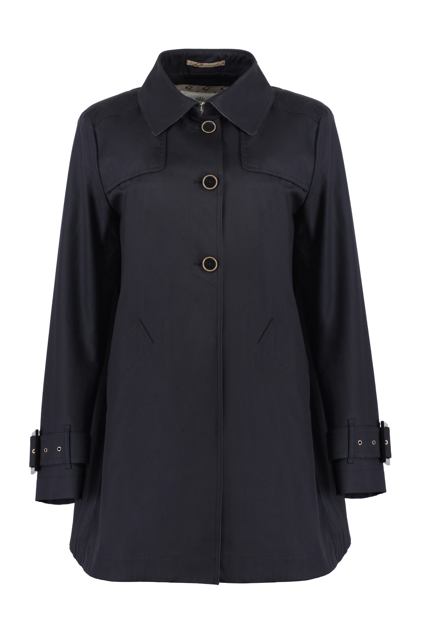 Shop Herno Cotton Trench Coat In Blue