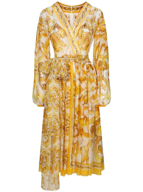 Dolce & Gabbana Abito Chiffon St Maiolica In Tn Giallo