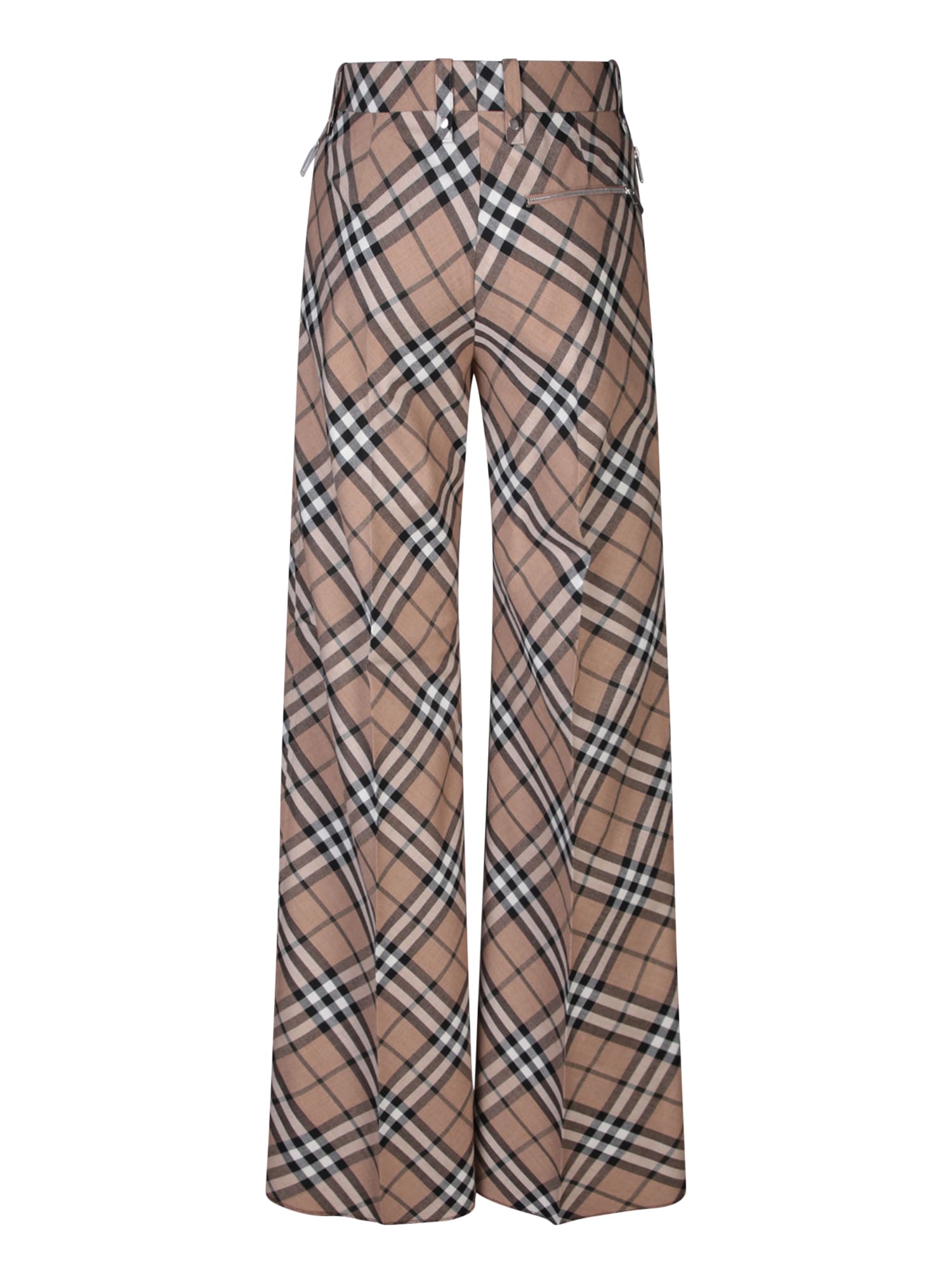 Shop Burberry Beige Regular Check Trousers