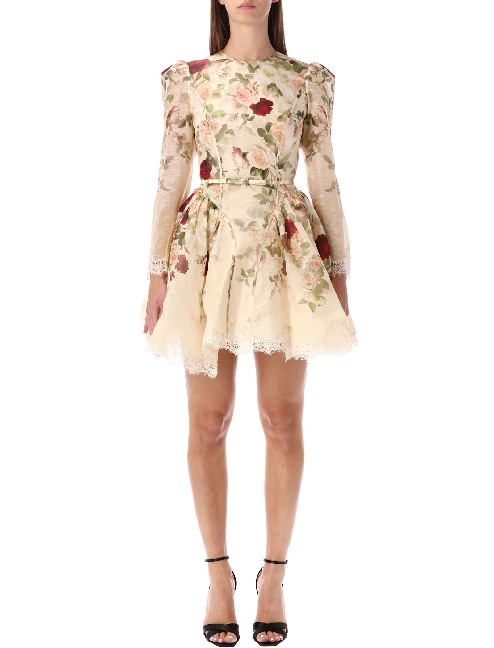 Zimmermann Hypnotic Silk Linen Lace Trim Mini Dress
