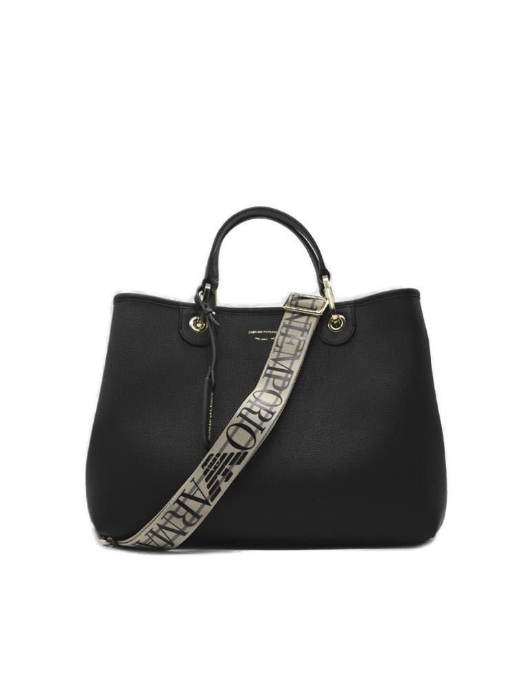 Shop Emporio Armani Logo Detailed Tote Bag In Black