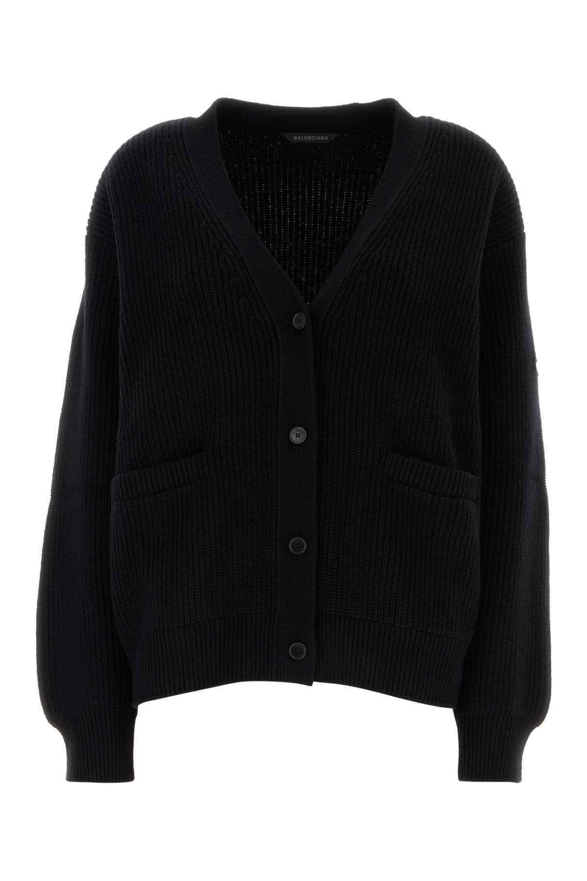 Shop Balenciaga Black Wool Cardigan