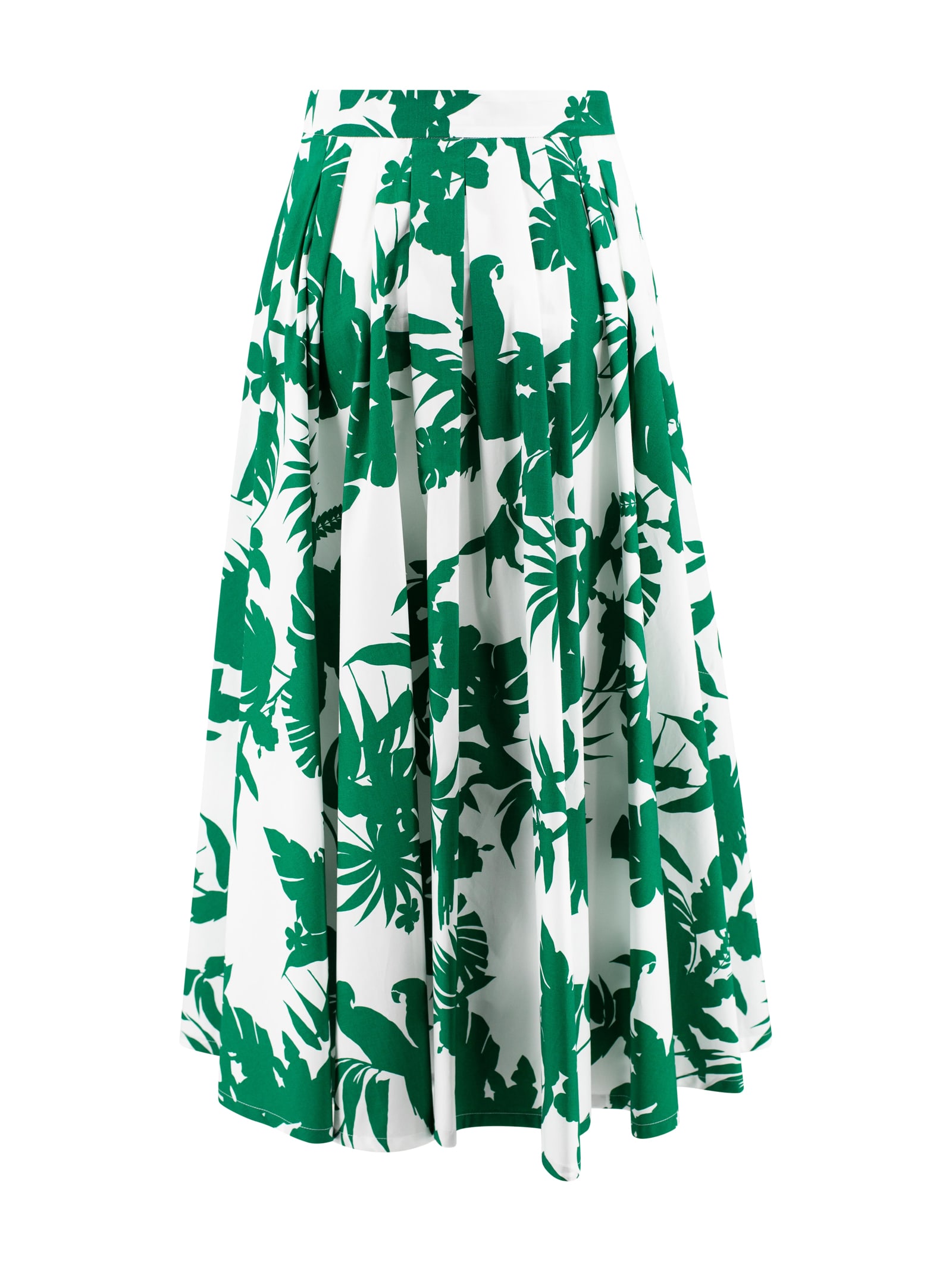 Max Mara Printed Poplin Pleated Skirt In Fantasia