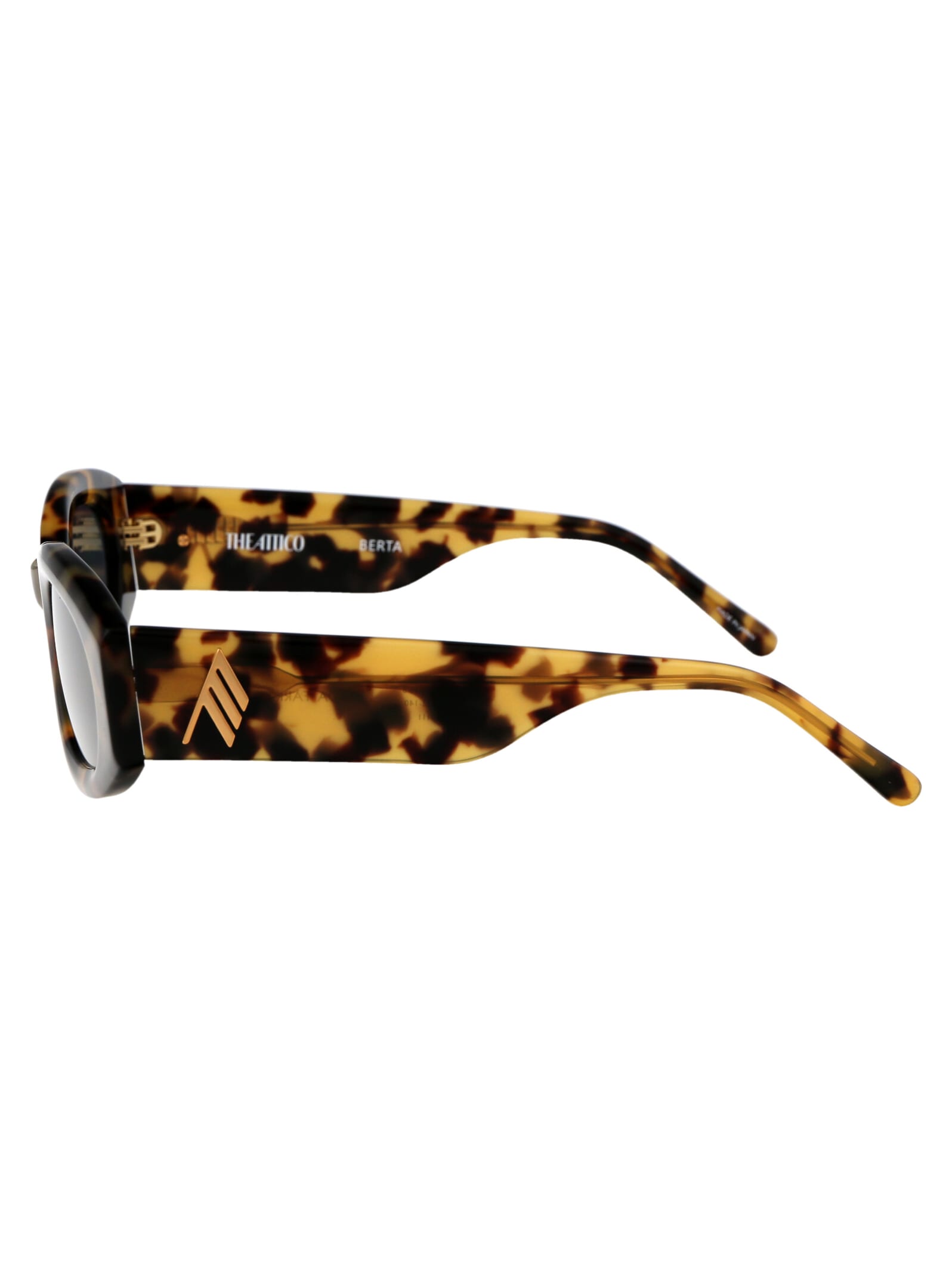 Shop Attico Berta Sunglasses In T-shell/gold/blue
