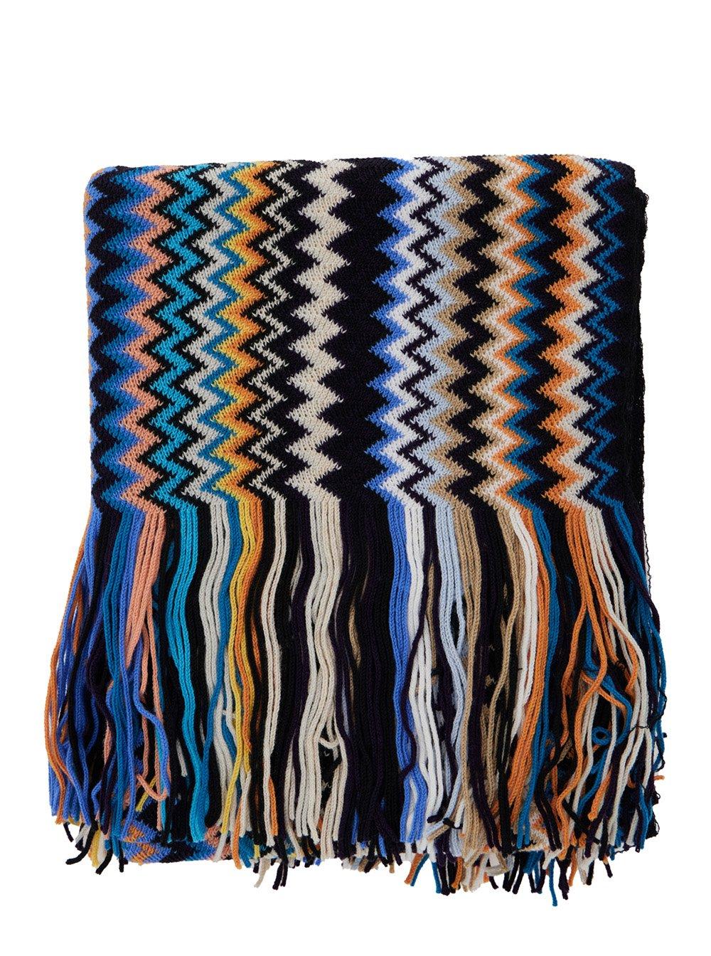 Shop Missoni Zigzag Woven Fringed Edge Scarf In Multicolour