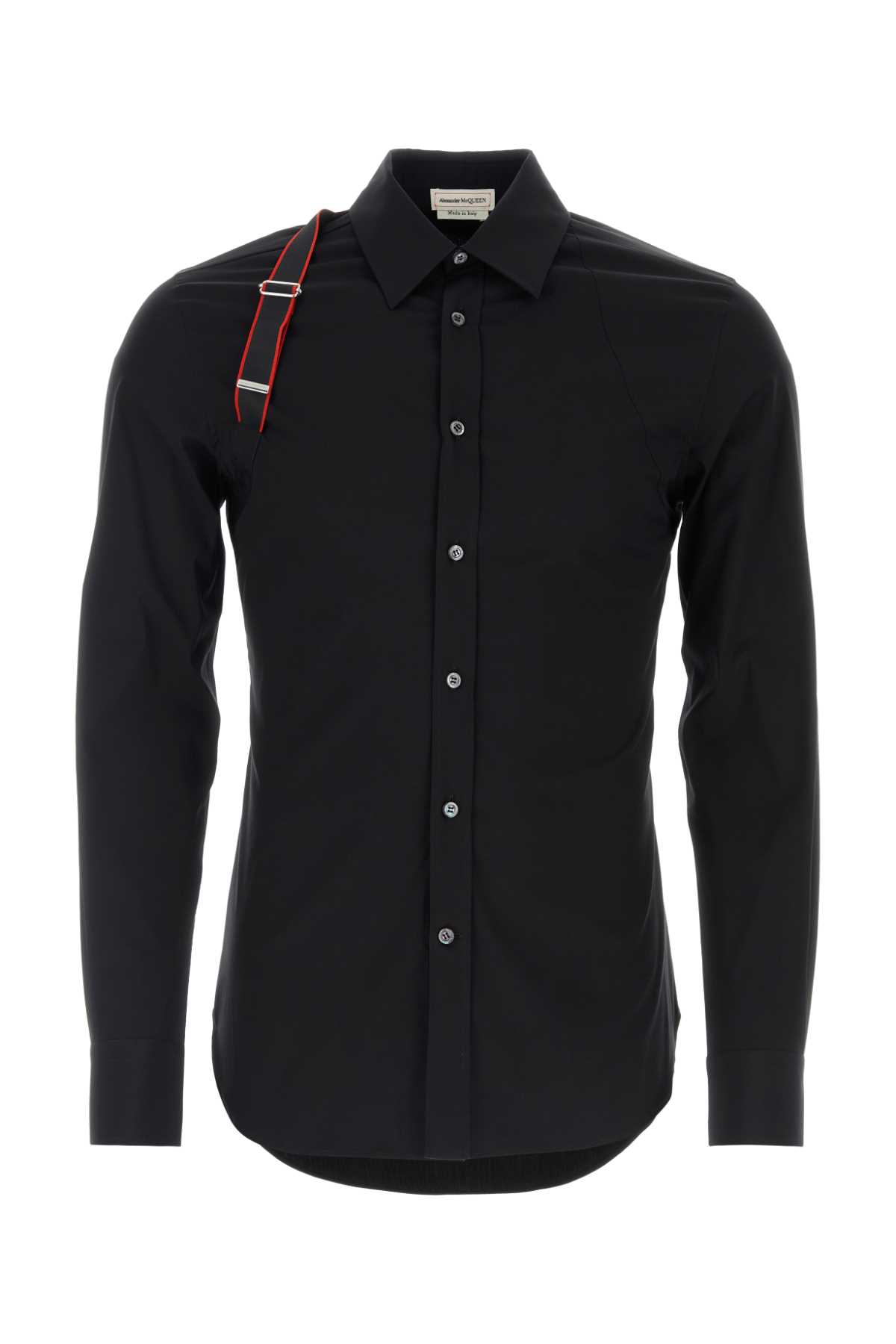 Shop Alexander Mcqueen Black Stretch Poplin Shirt In 1000