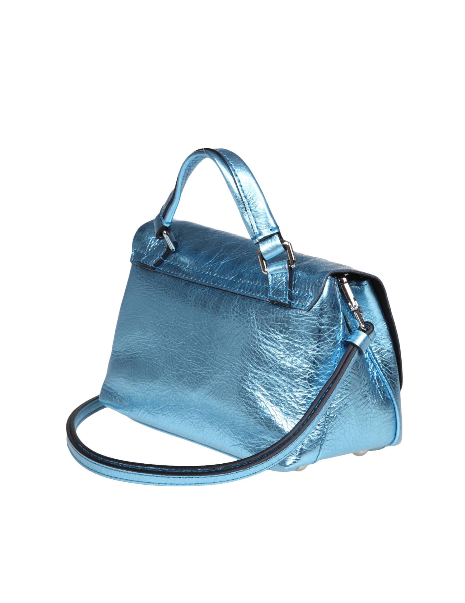 Shop Zanellato Postina Cortina Baby In Blue Leather