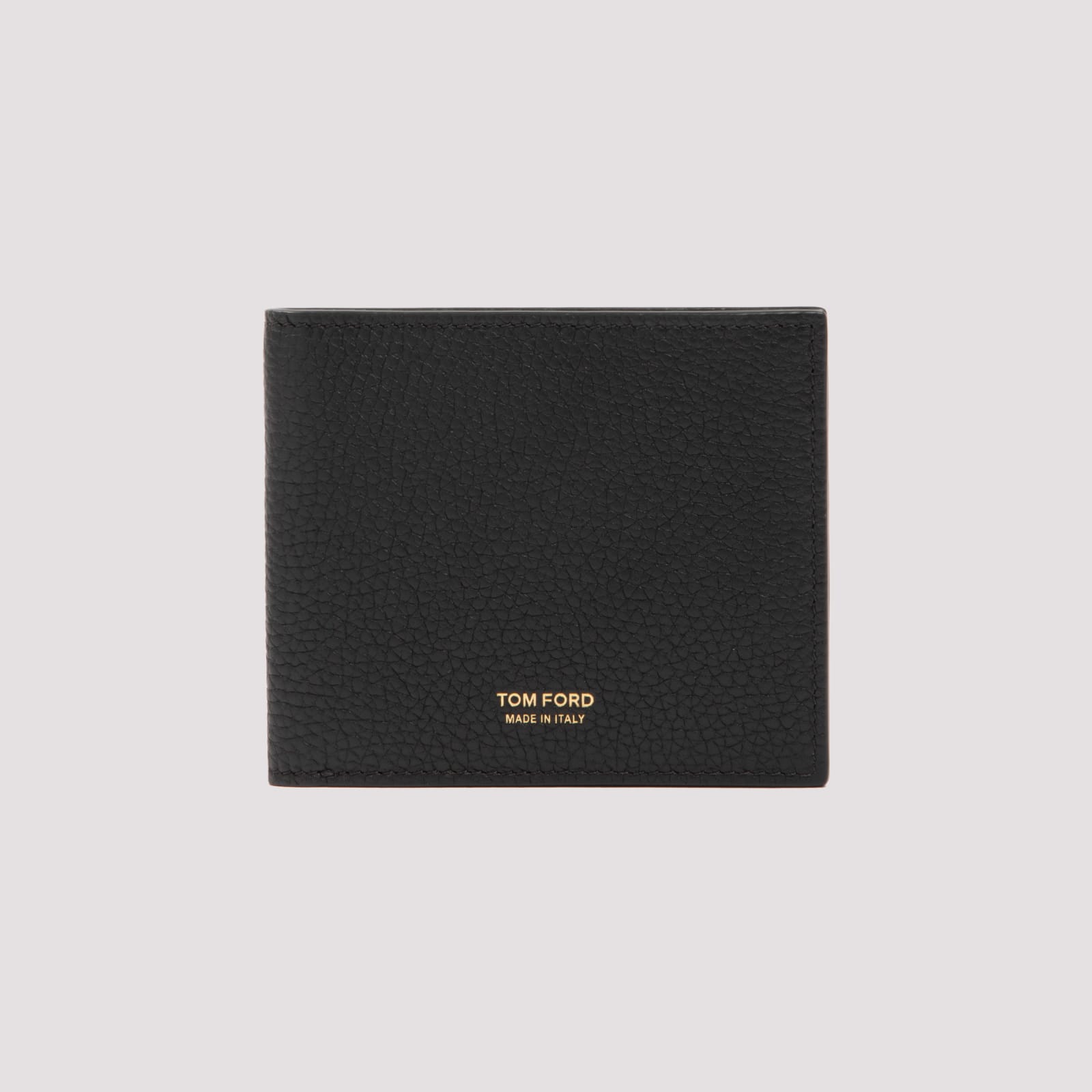 Tom Ford Soft Grain Leather T Line Classic Bifold Wallet In Black