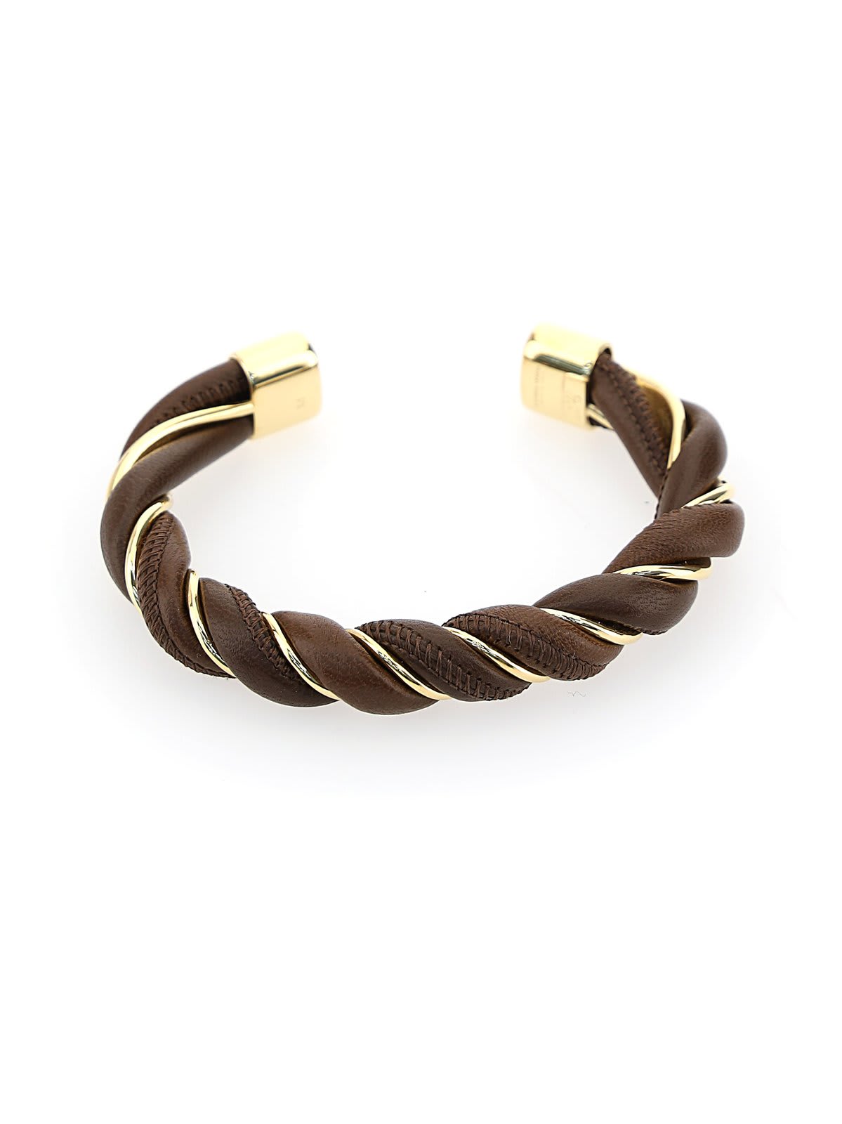 Shop Bottega Veneta Twisted Bracelet In Brown