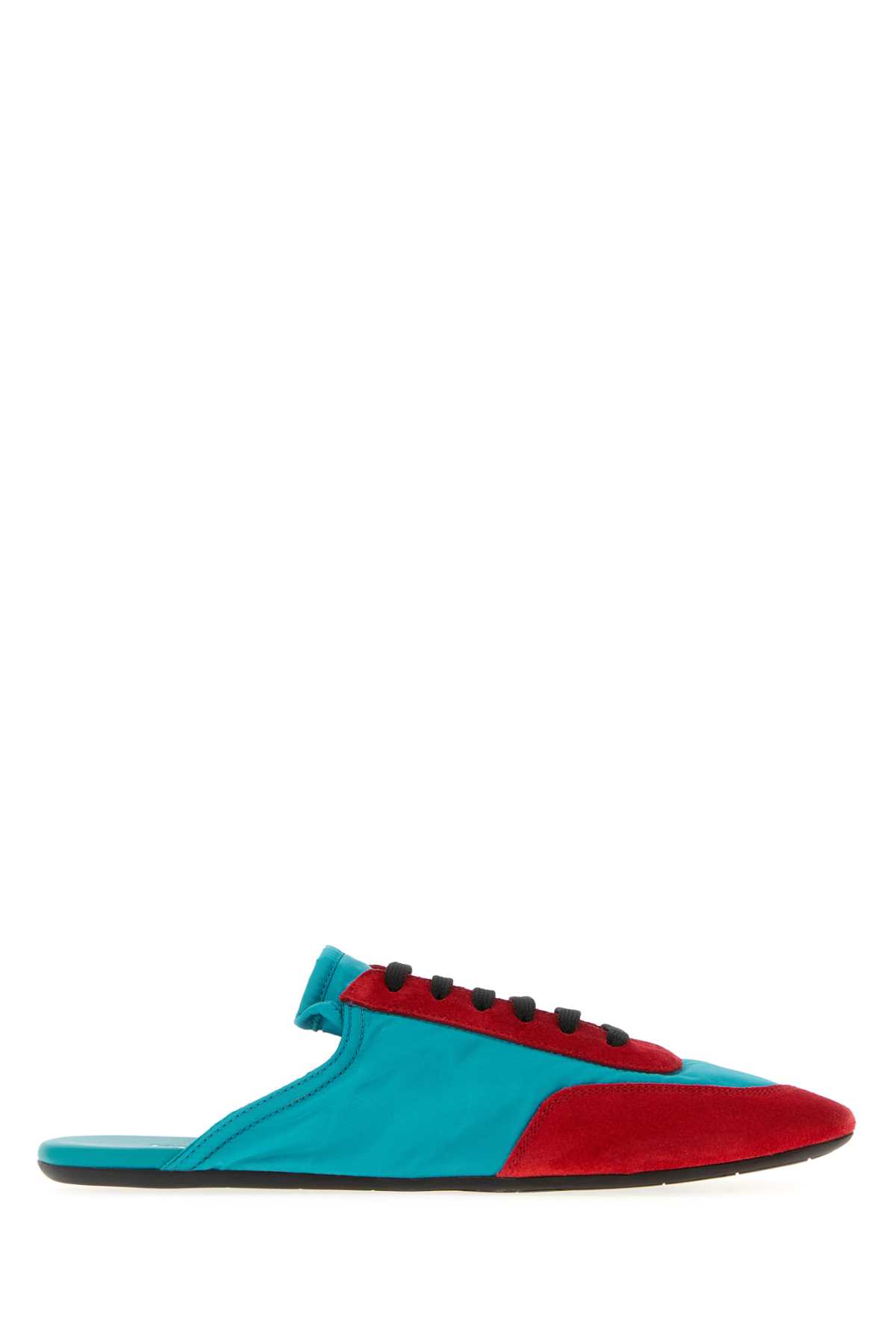 Prada Two-tone Suede And Re-nylon Slippers