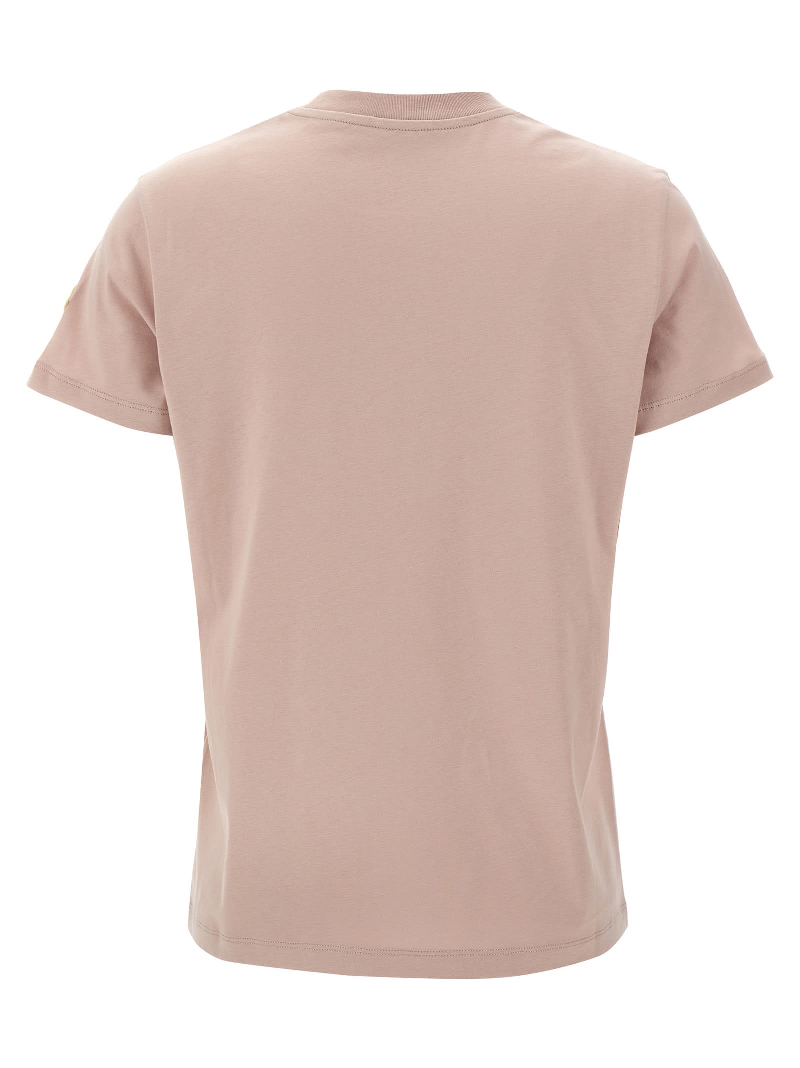 Moncler Logo Embroidery T-shirt In Pink
