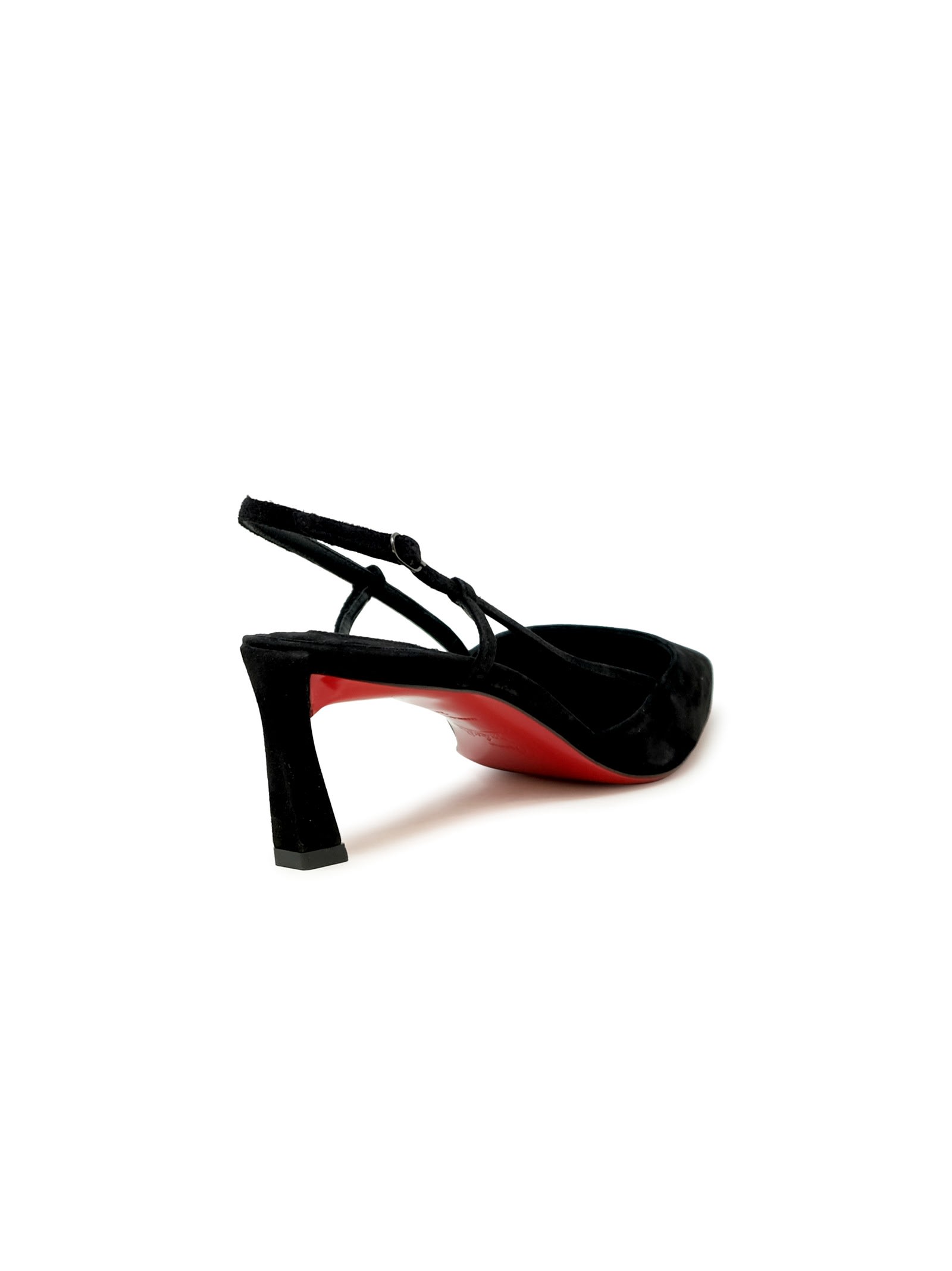 Shop Christian Louboutin Black Veau Velours Condorline 55 Slingback In Black/lin Black