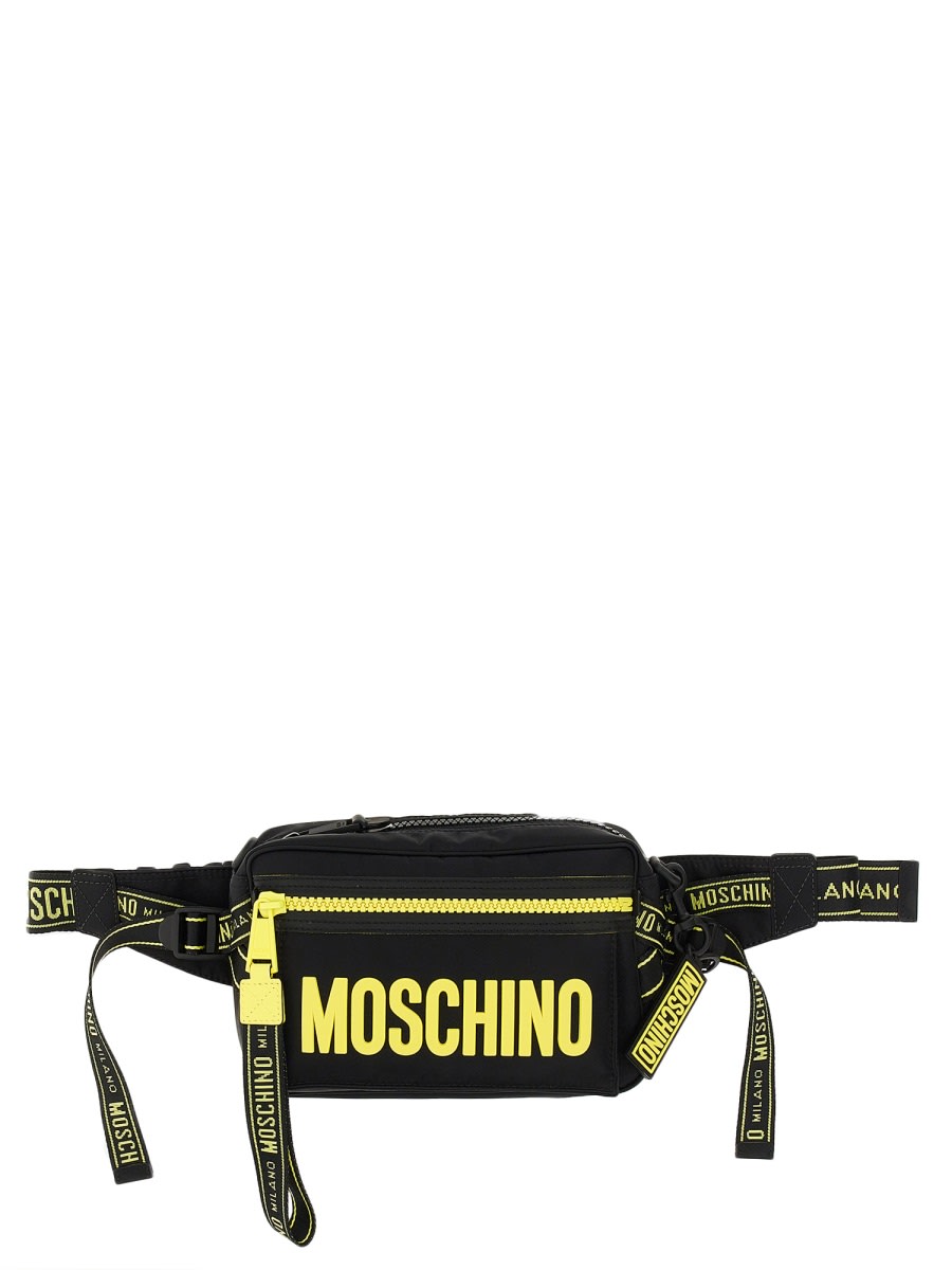 Shop Moschino Pouch With Lettering Logo In Black