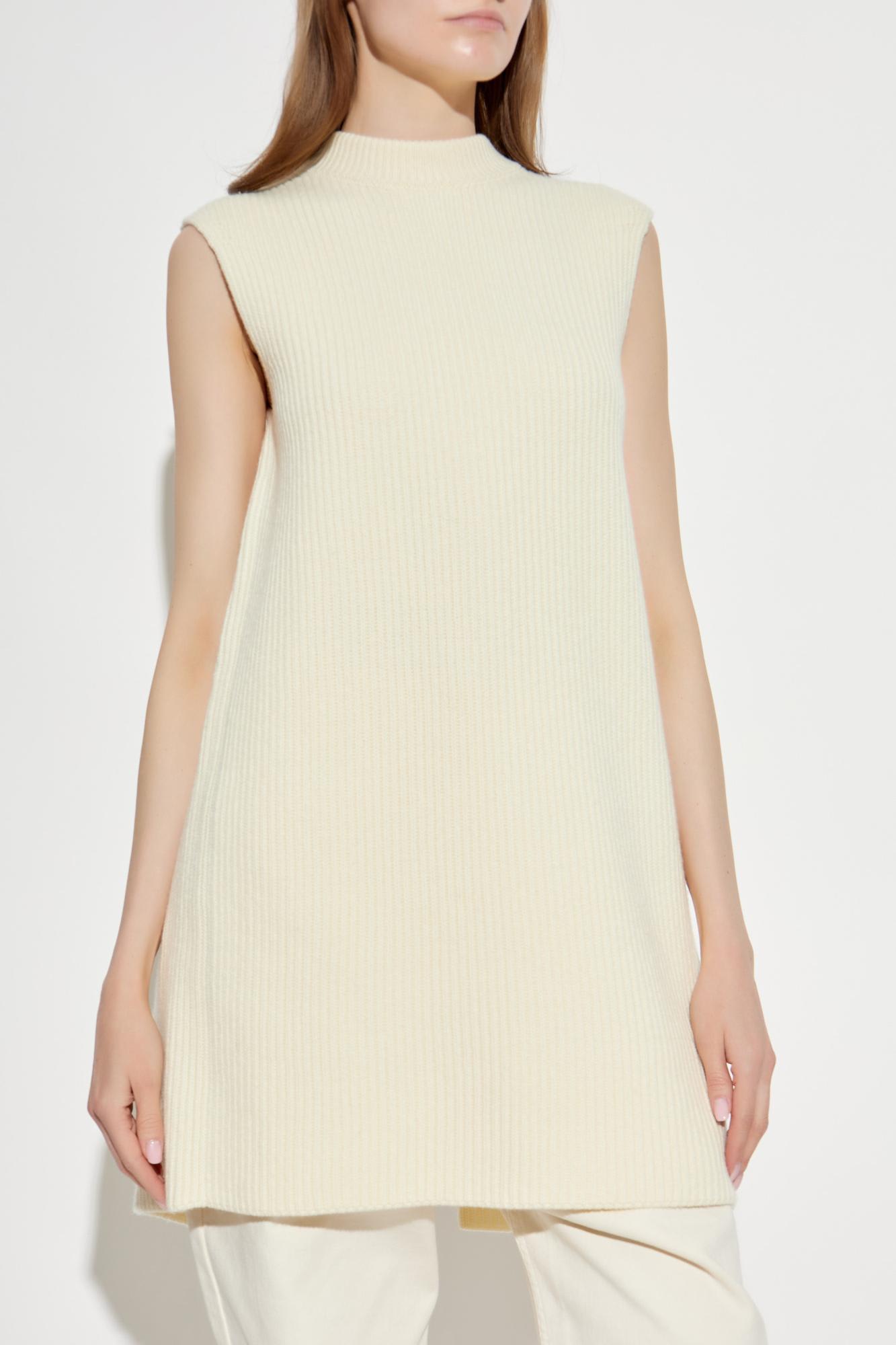 Jil Sander Ribbed Sleeveless Sweater In White