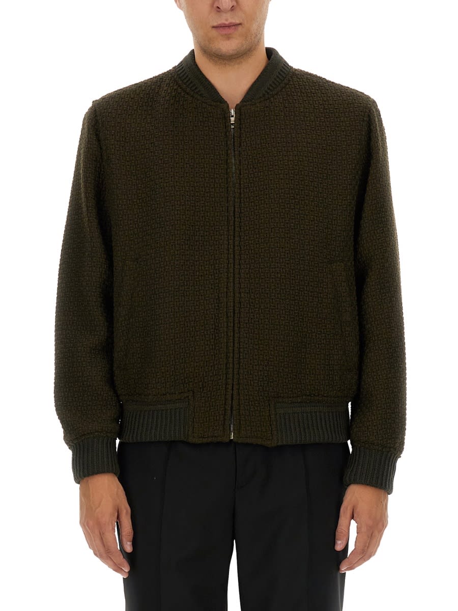 Shop Etro Wool Bomber. In Green