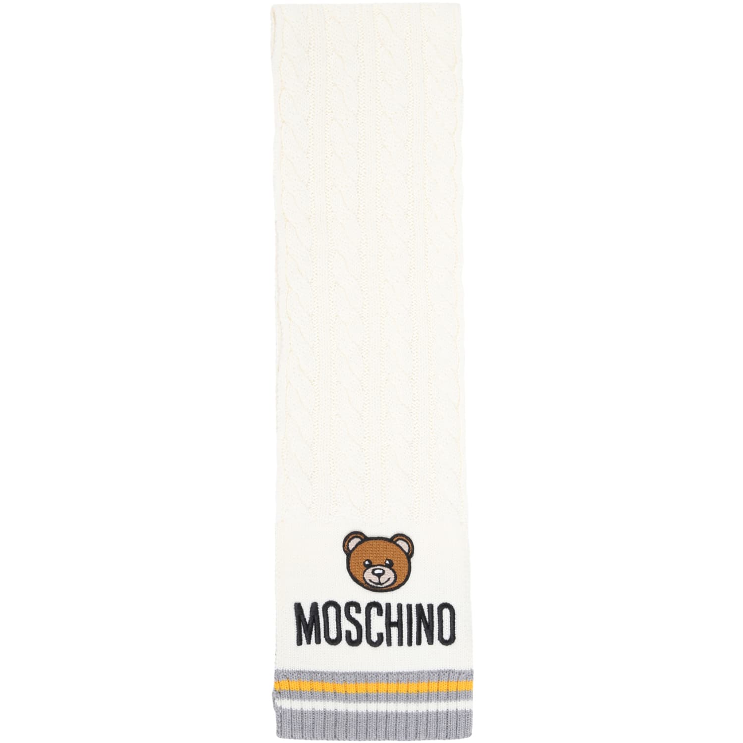 Moschino Ivory Scarf For Baby Kids With Teddy Bear