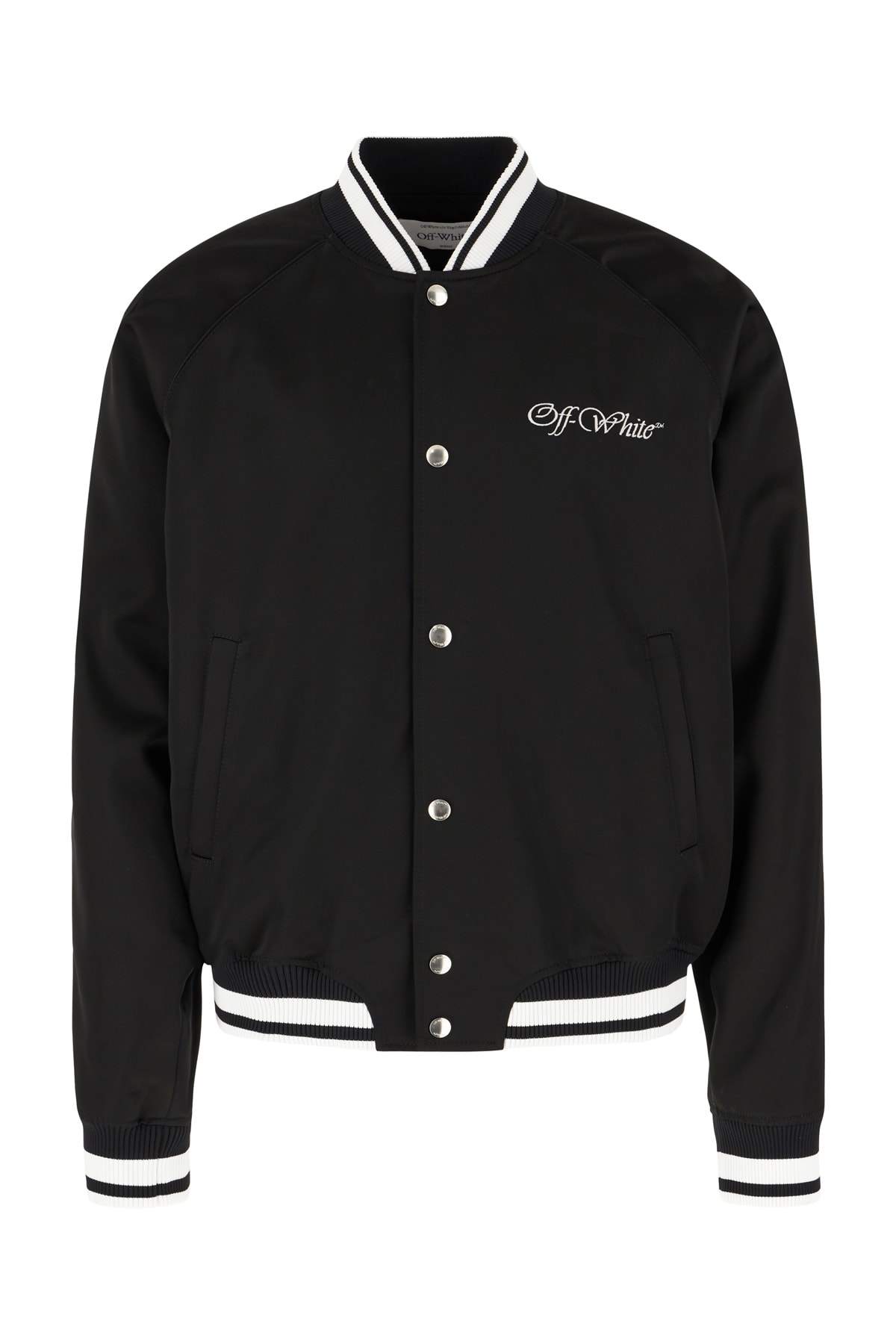 Shop Off-white Black Viscose Bomber Jacket In Black White