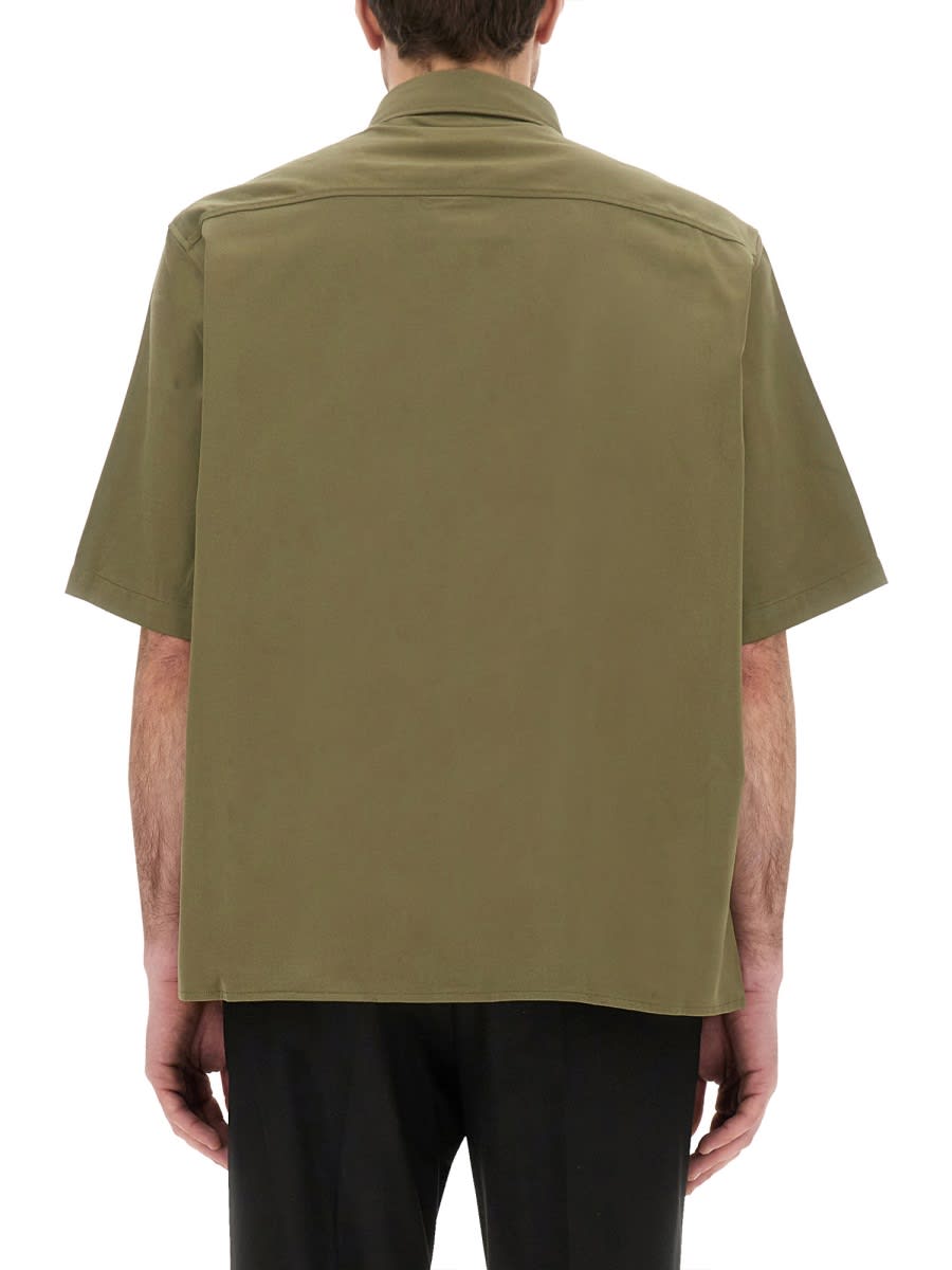 Hugo Boss Loose-fit Shirt In Cotton Twill With Logo Patch In Green
