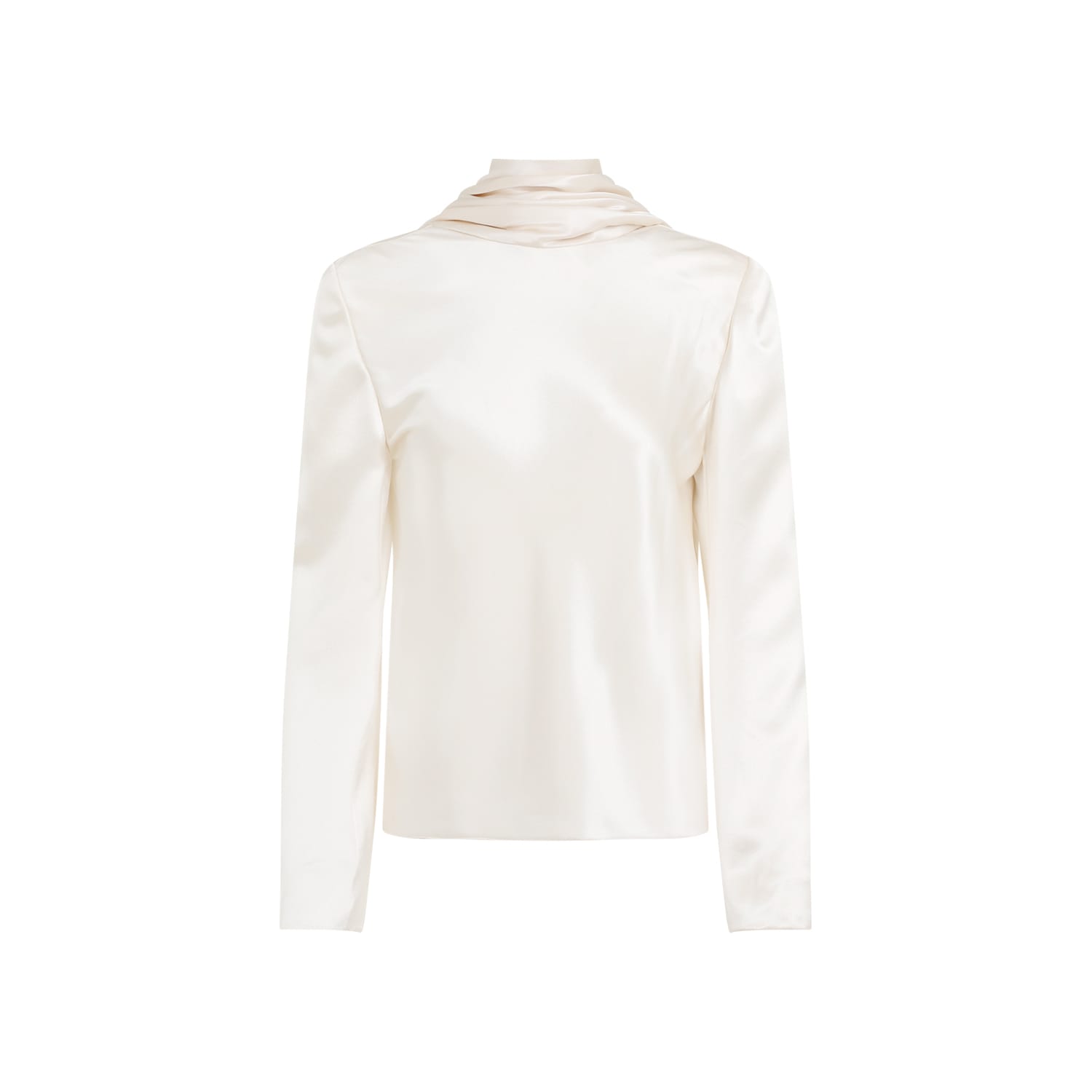 Shop Saint Laurent Draped Crepe Blouse In Craie