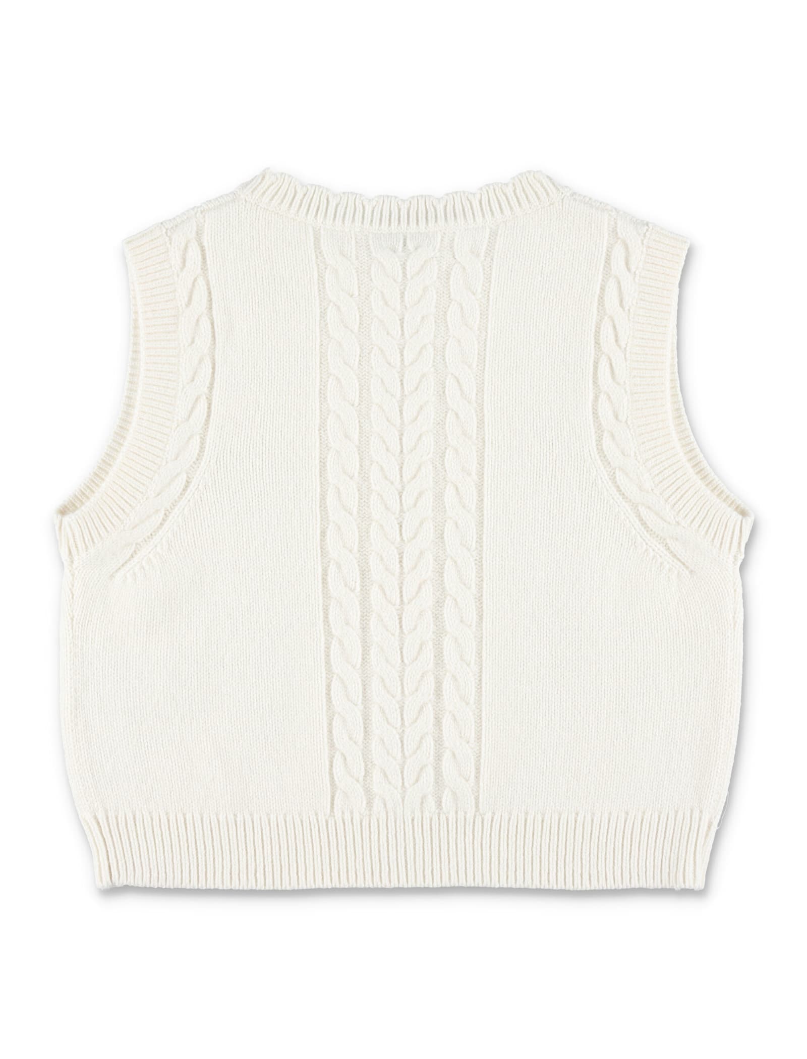 Bonpoint Jobolène Girls Sleeveless Cardigan With Cherry Embroidery In White