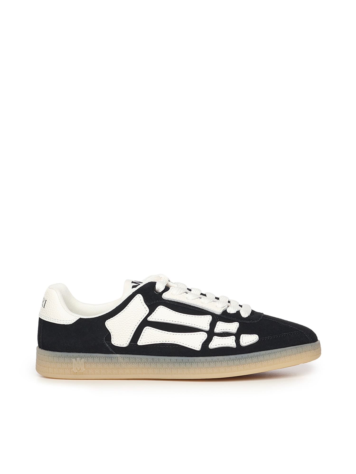Amiri Pacific Bones Black Sneakers With Contrasting Side Patches And Logo Patch On The Tongue In Leather M In Black
