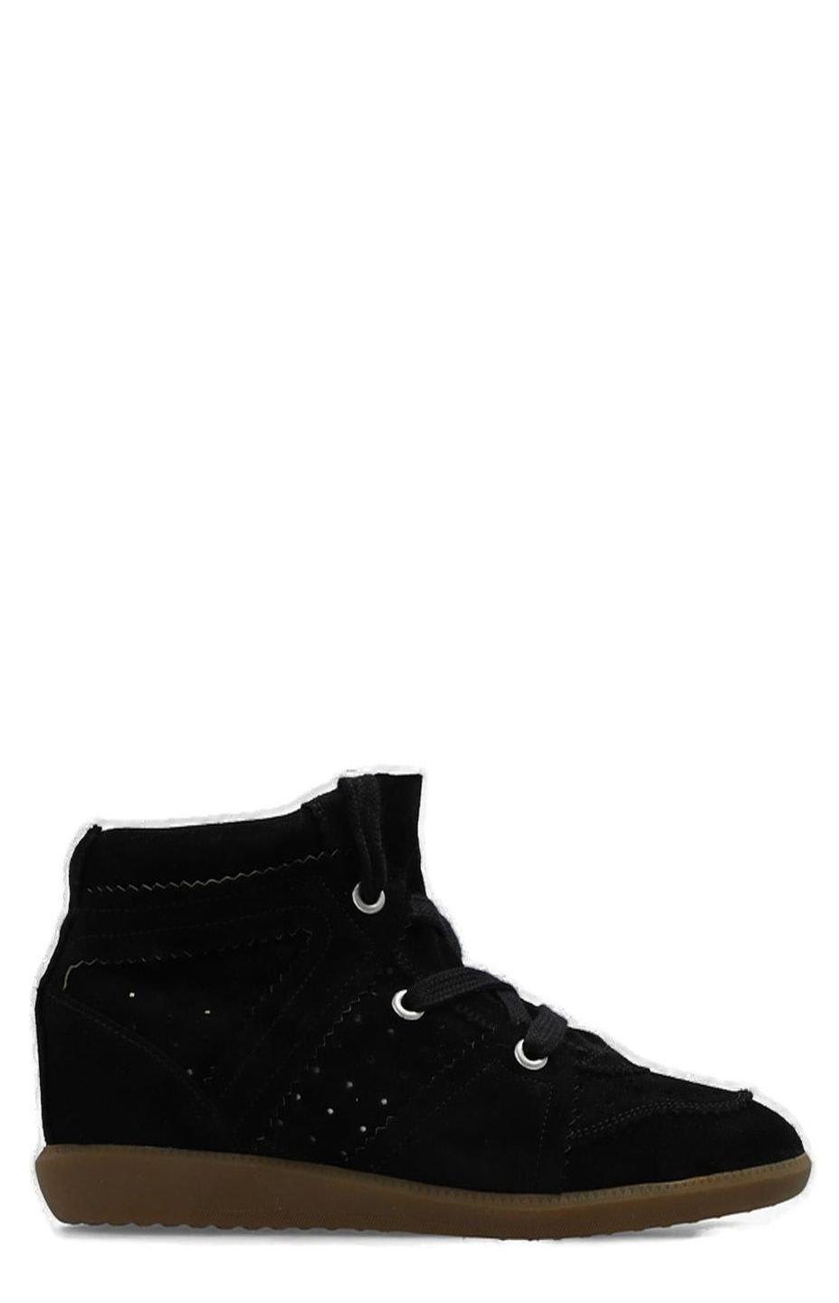 Shop Isabel Marant Bobby Lace-up Wedge Sneakers In Black