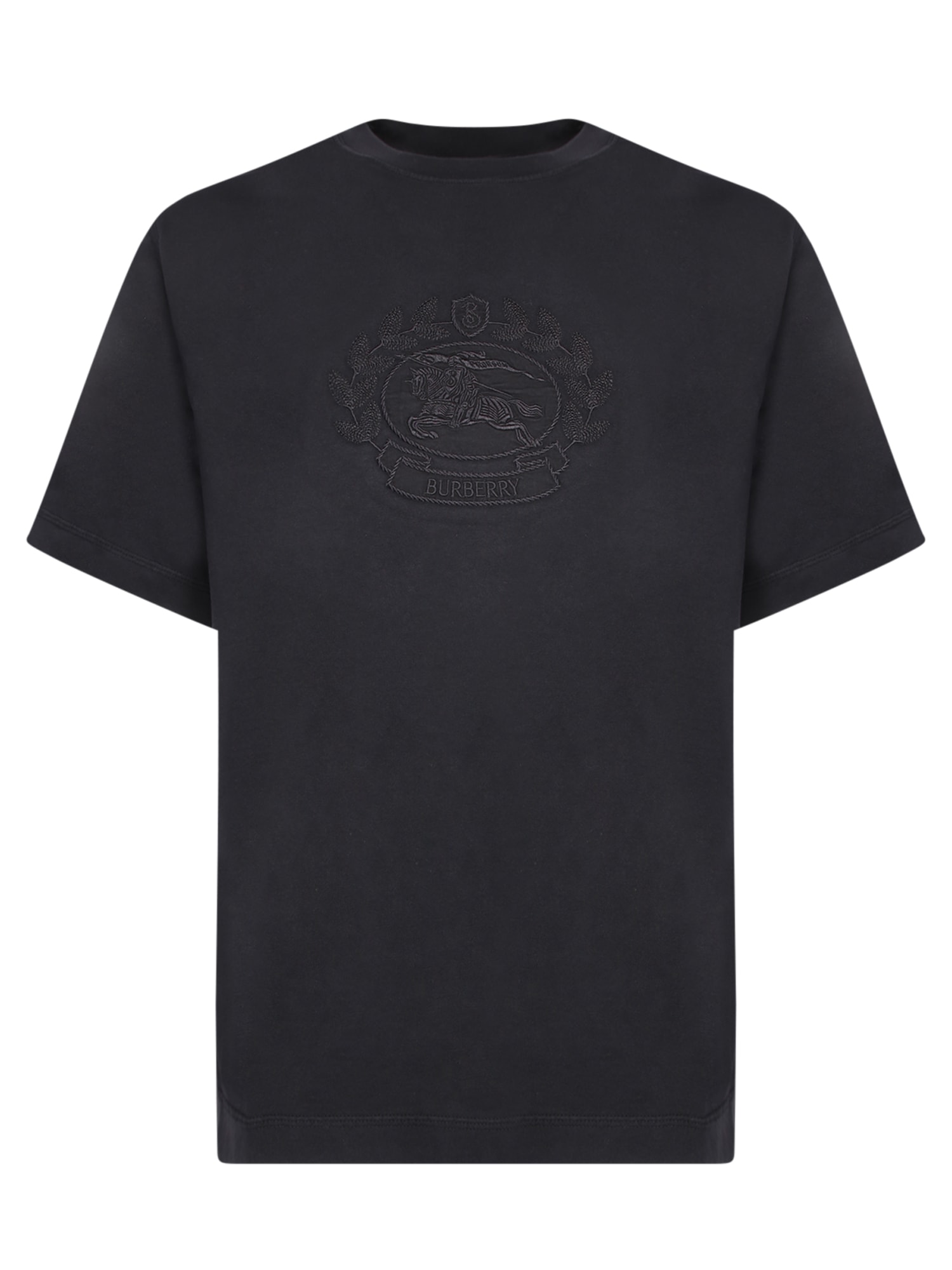 Shop Burberry Cotton Logo Black T-shirt