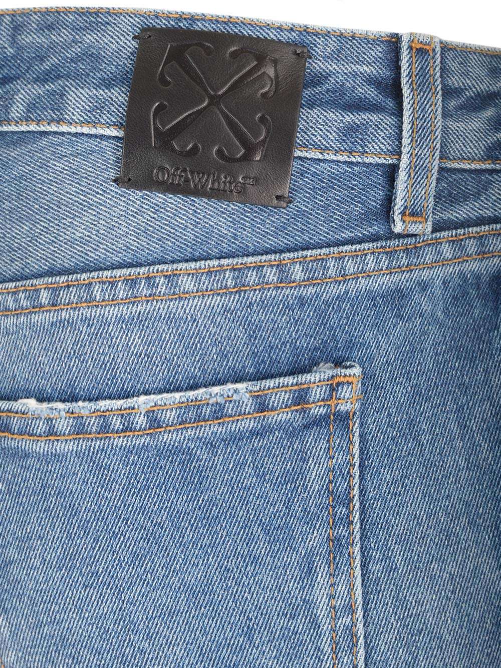 Shop Off-white Flared Jeans In Blu Denim