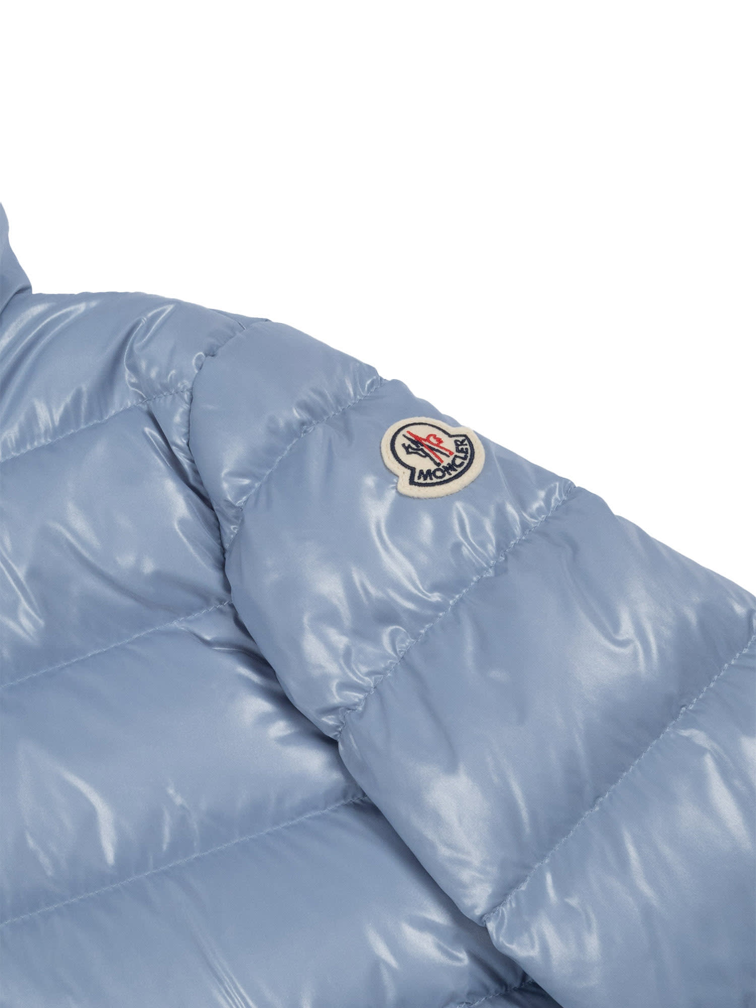 Moncler Medium Blue New Aubert Hodded Shell-down Jacket 4-14 In Blue