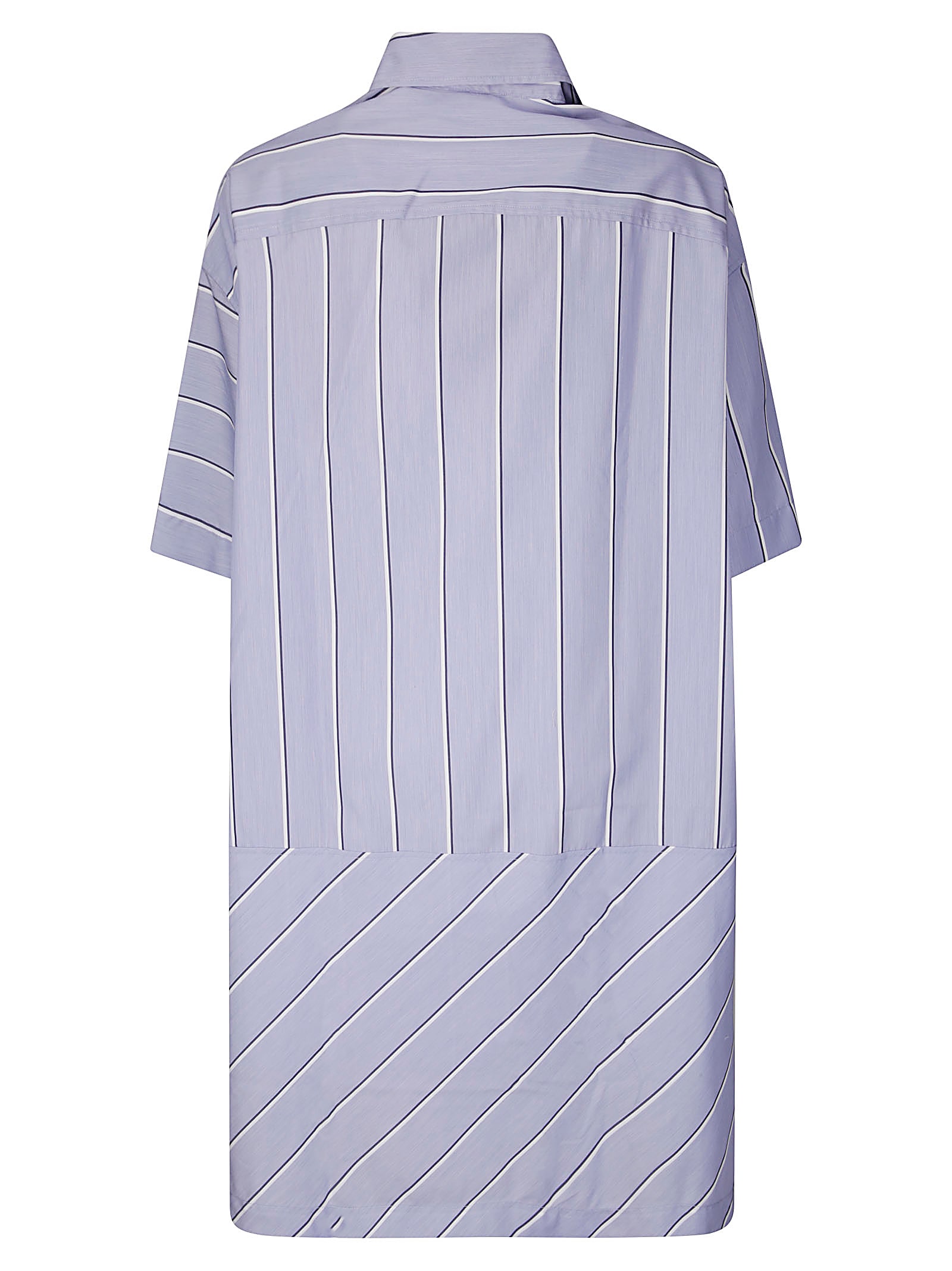 Jw Anderson J. W. Anderson Patchwork Cotton Shirt Dress With Asymmetric Hem In Blue