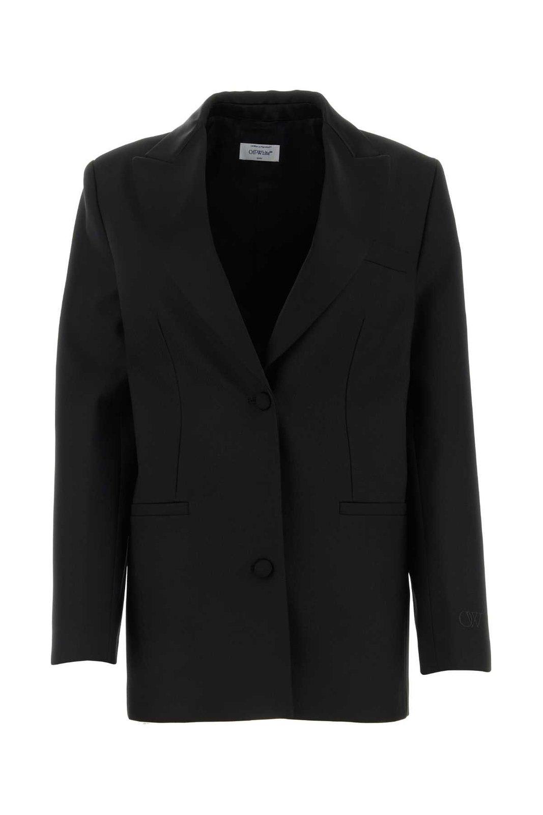 Off-white Single-breasted Long-sleeved Blazer In Black