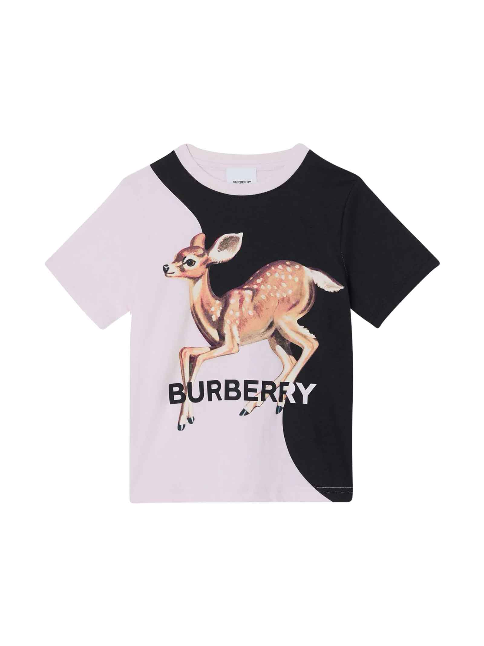Burberry Black And White T-shirt With Print