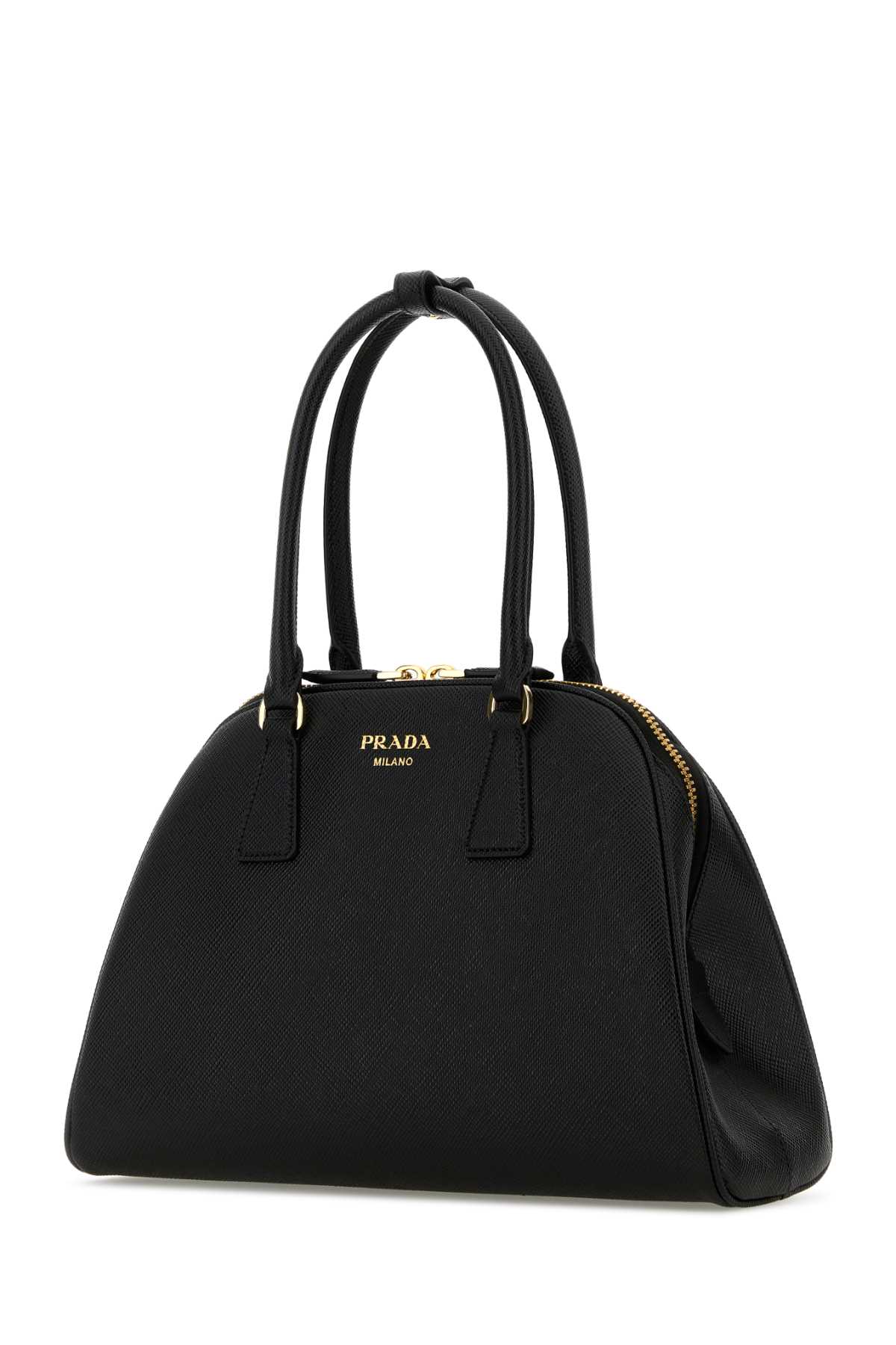 Shop Prada Black Leather Shopping Bag In Nero