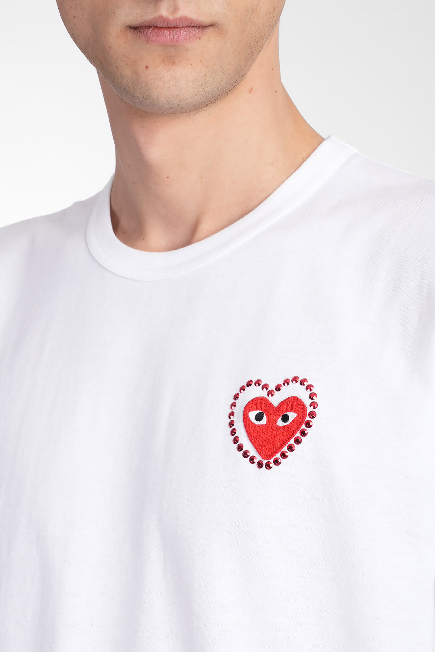 Comme Des Garçons Play T-shirt In White Cotton In White