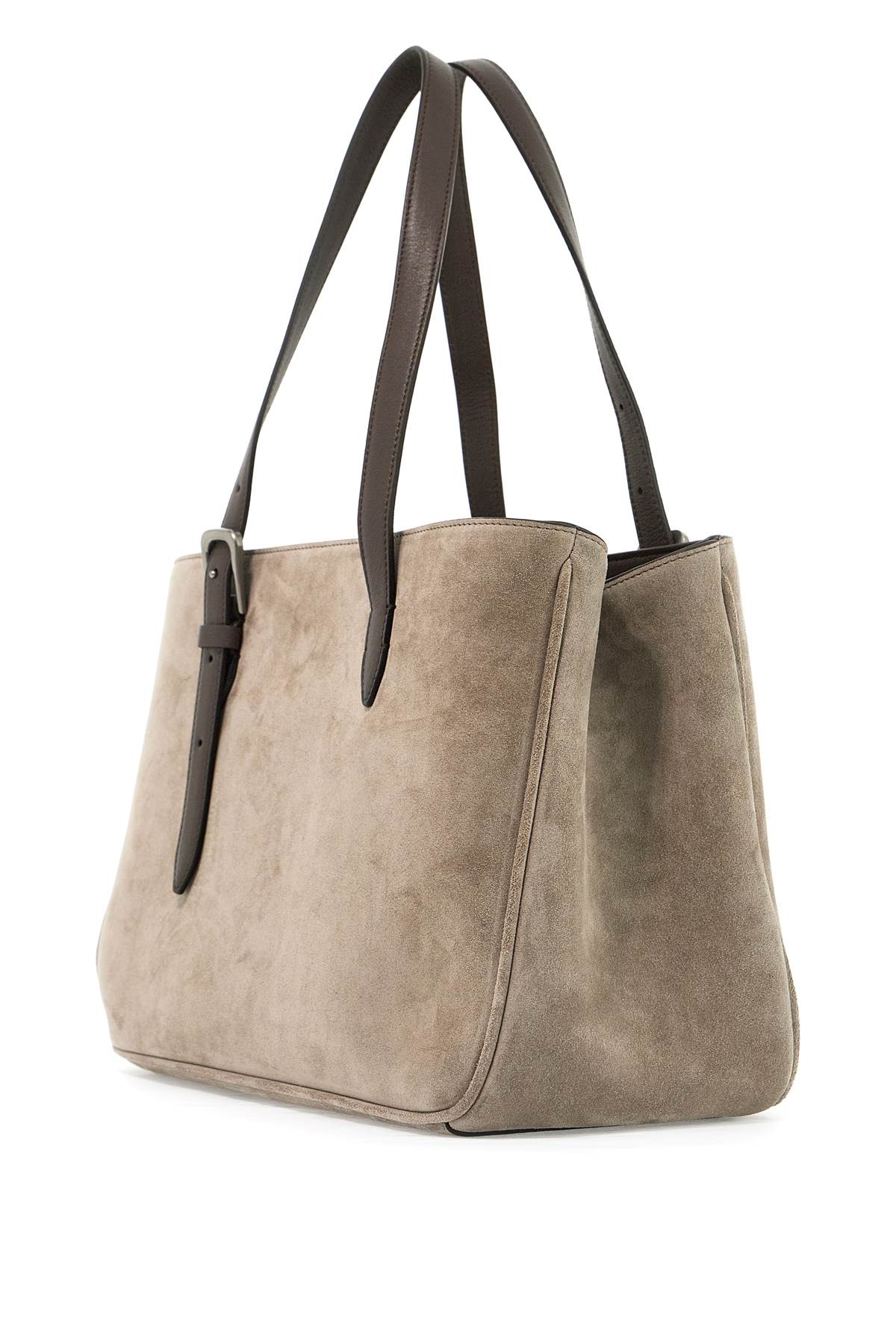 Shop Brunello Cucinelli Suede Shoulder Bag With Seven In Brown