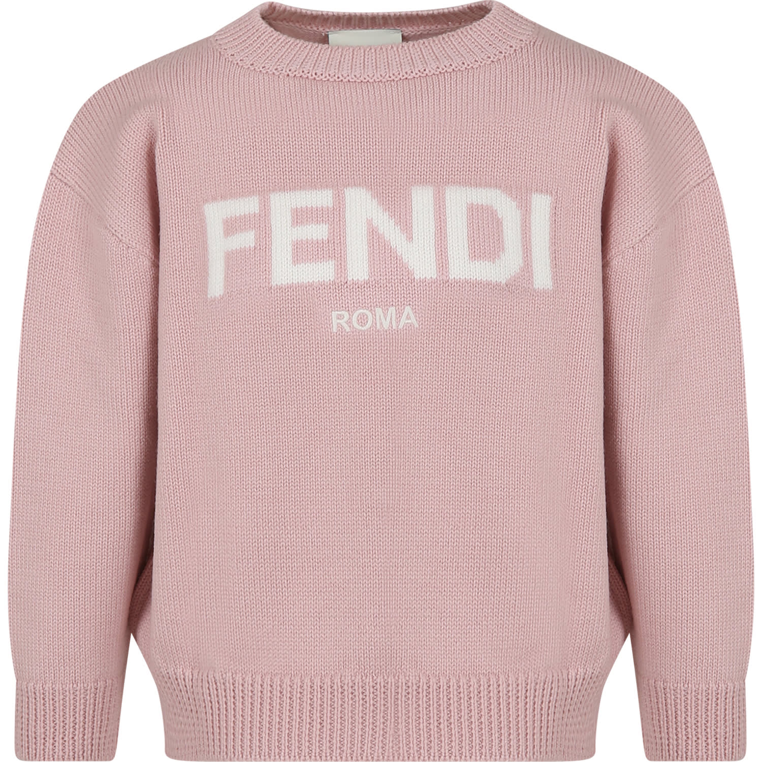 Shop Fendi Pink Sweater With Logo For Kids